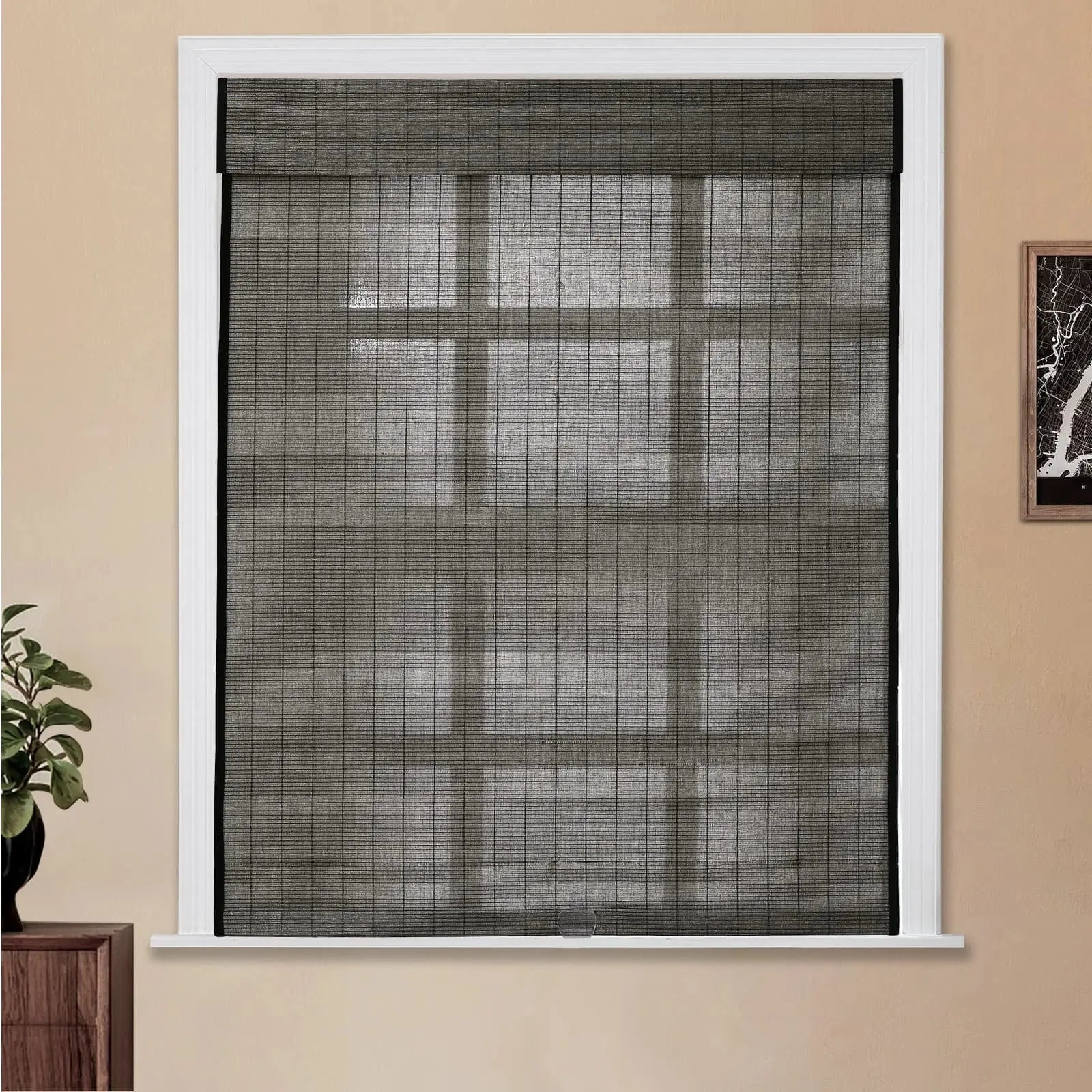 Natural Flax Bamboo Woven Shade - Middle Grey