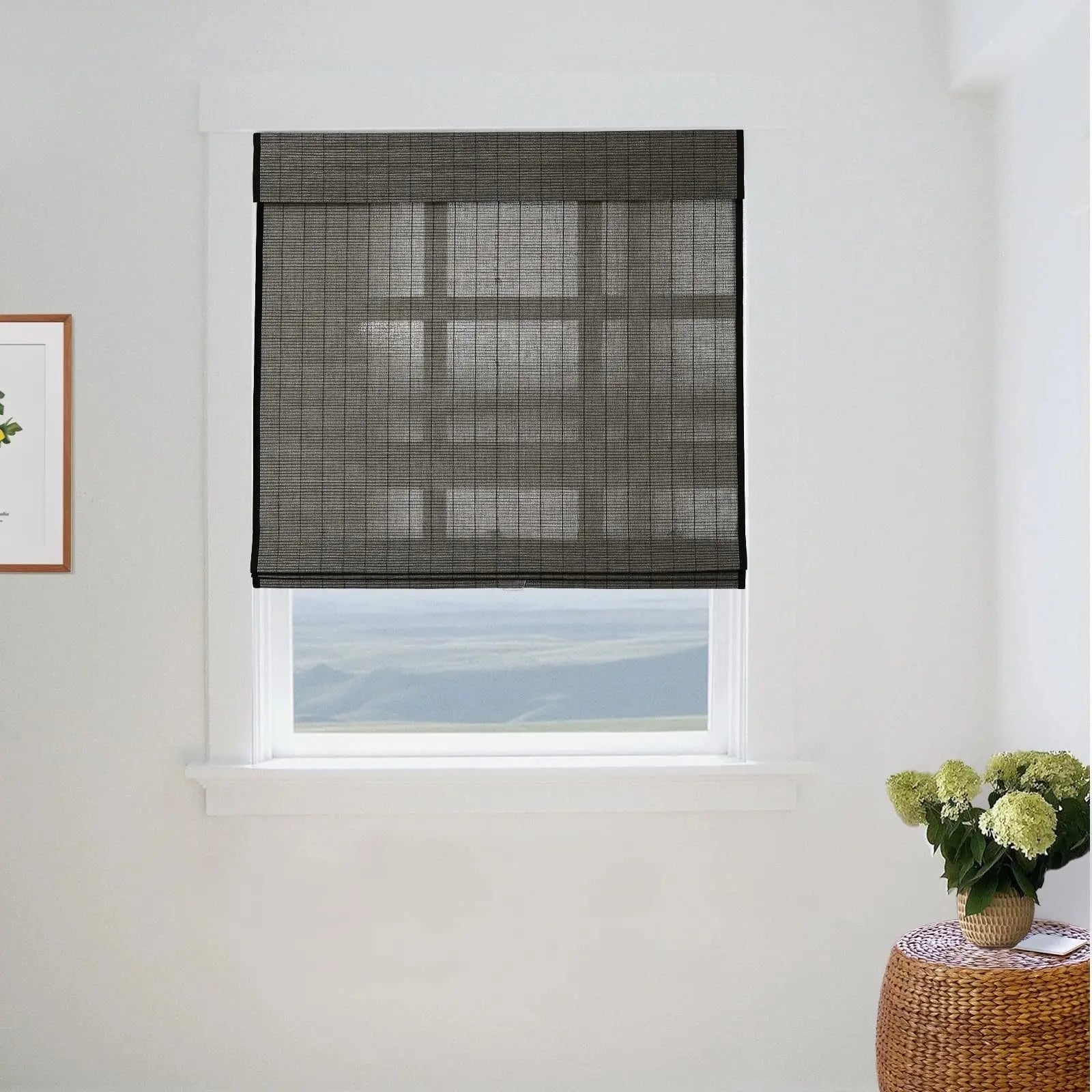 Natural Flax Bamboo Woven Shade - Middle Grey