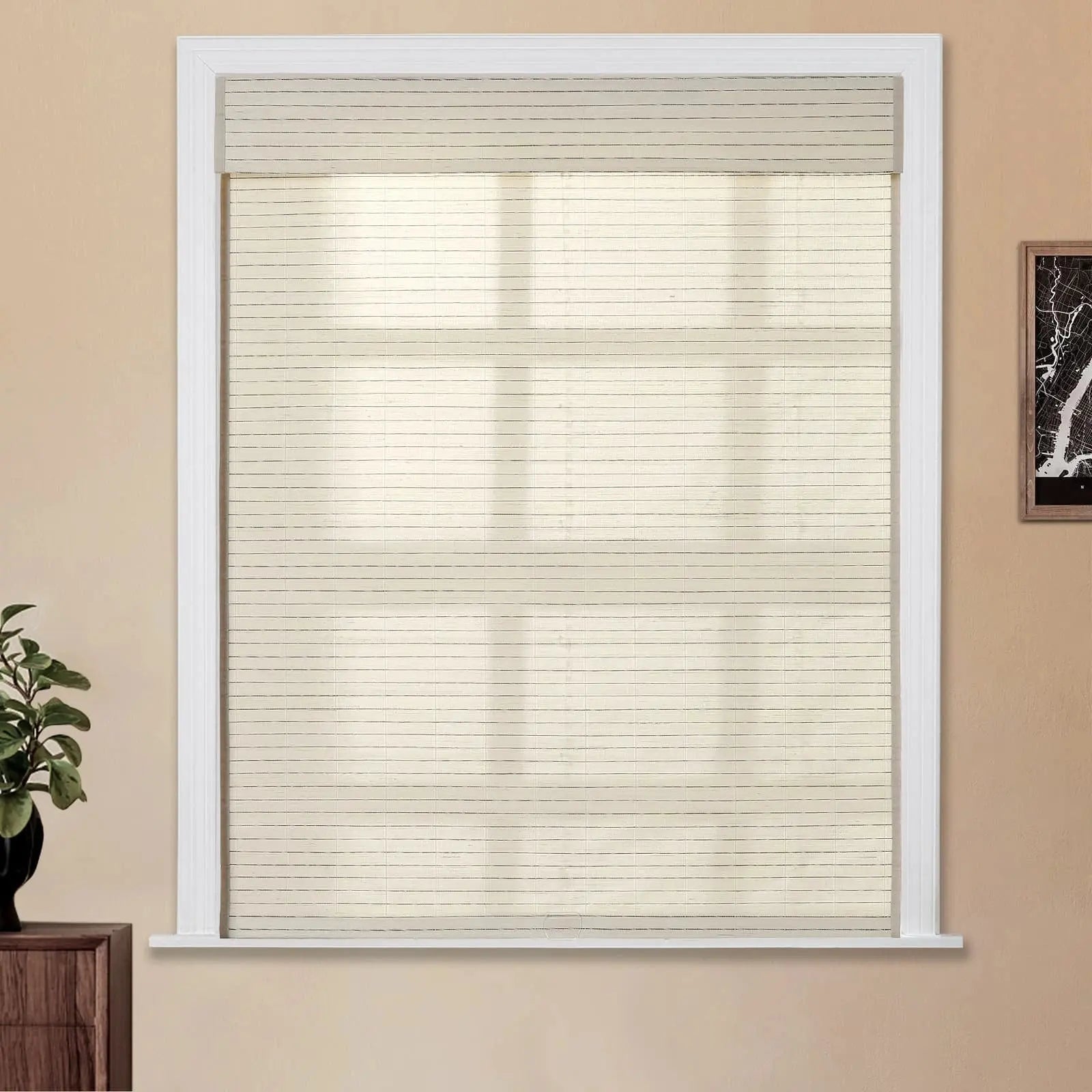 Natural Ramie Bamboo Woven Shade - Beige White