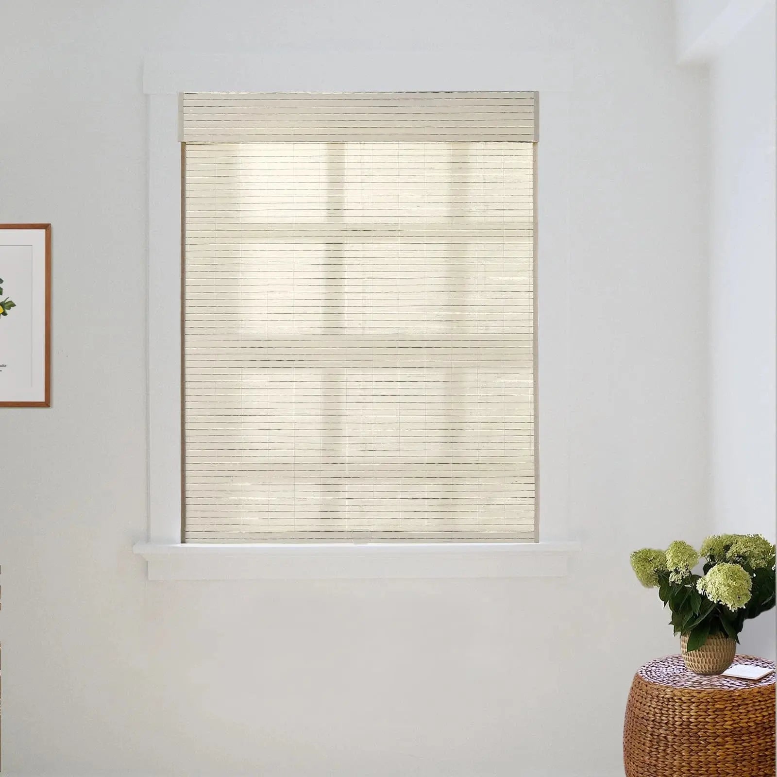 Natural Ramie Bamboo Woven Shade - Beige White