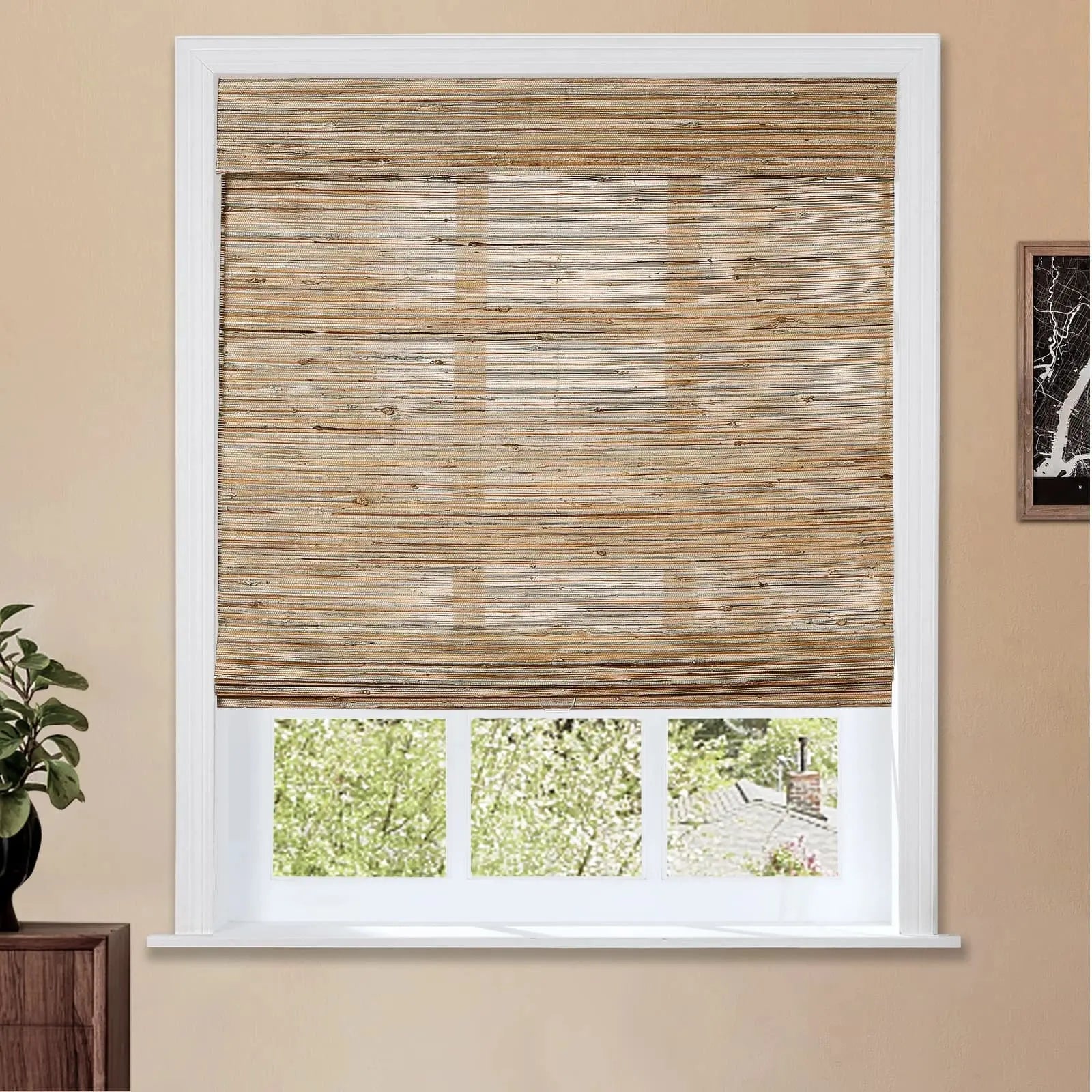 Natural Ramie Bamboo Woven Shade - Honeynut SLIDINGCURTAIN CURTAINS