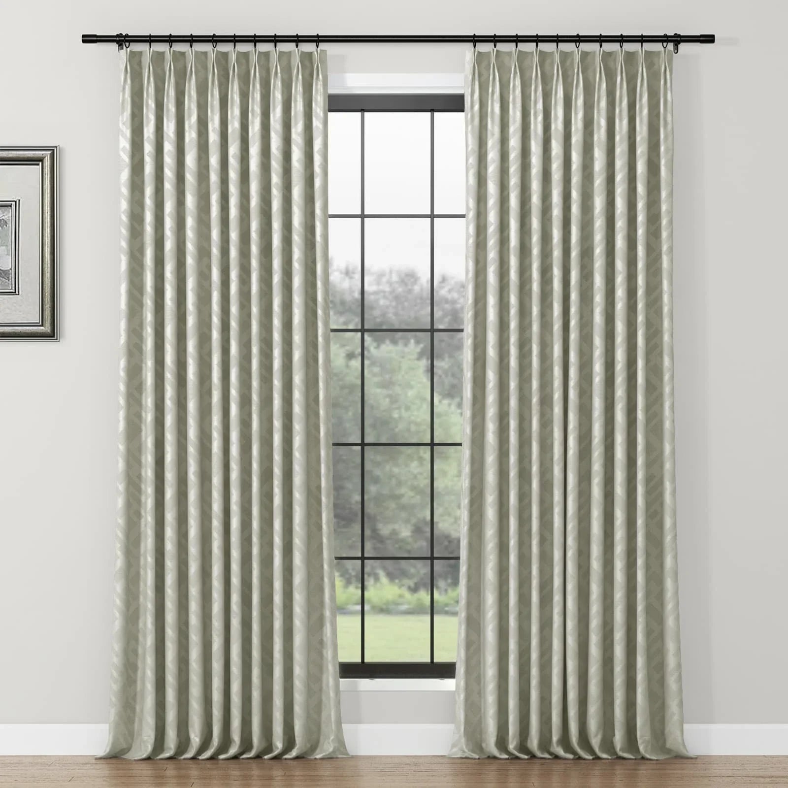 Lydia Rhombus Jacquard Curtain Pleated SLIDINGCURTAIN