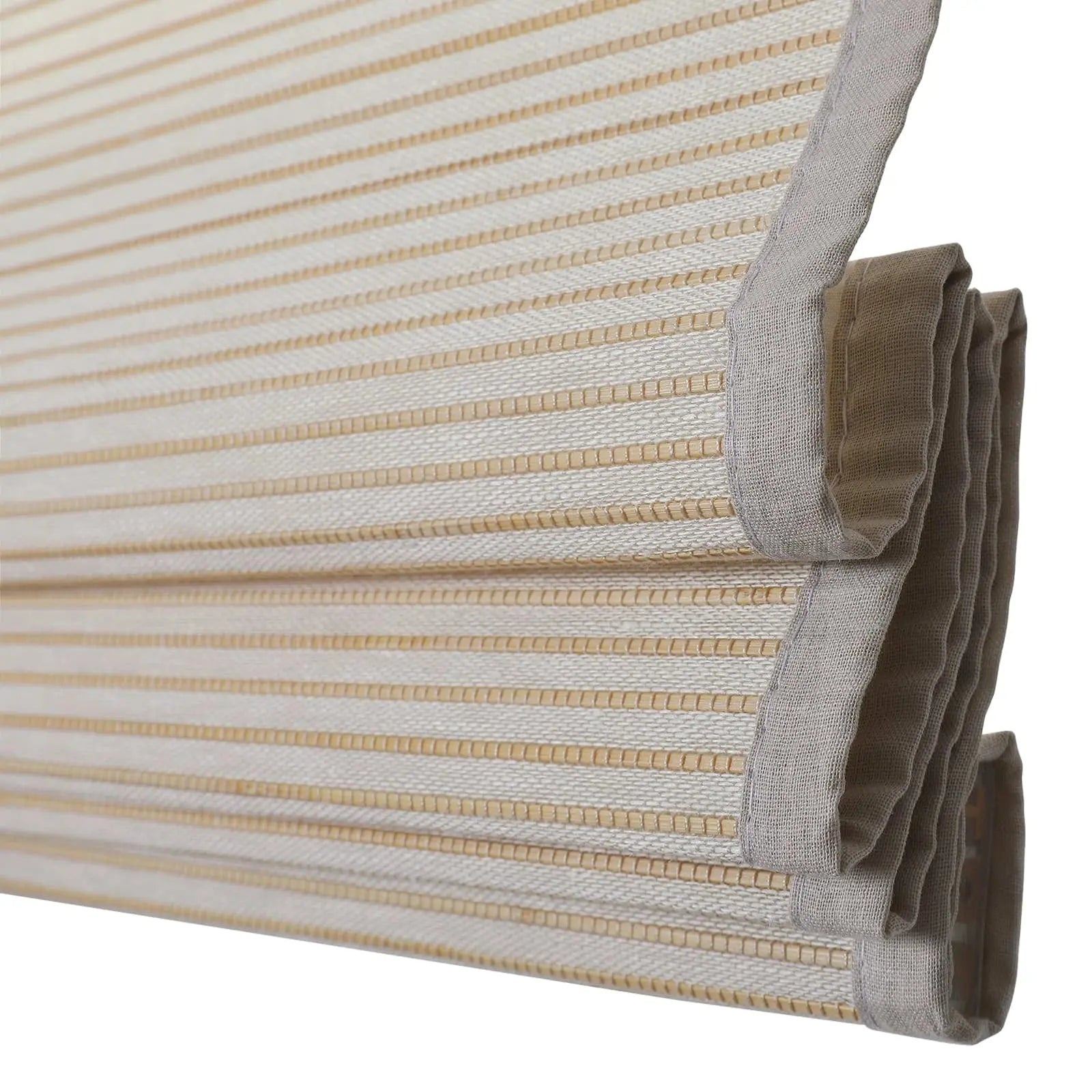 Natural Flax Bamboo Woven Shade - Khaki White