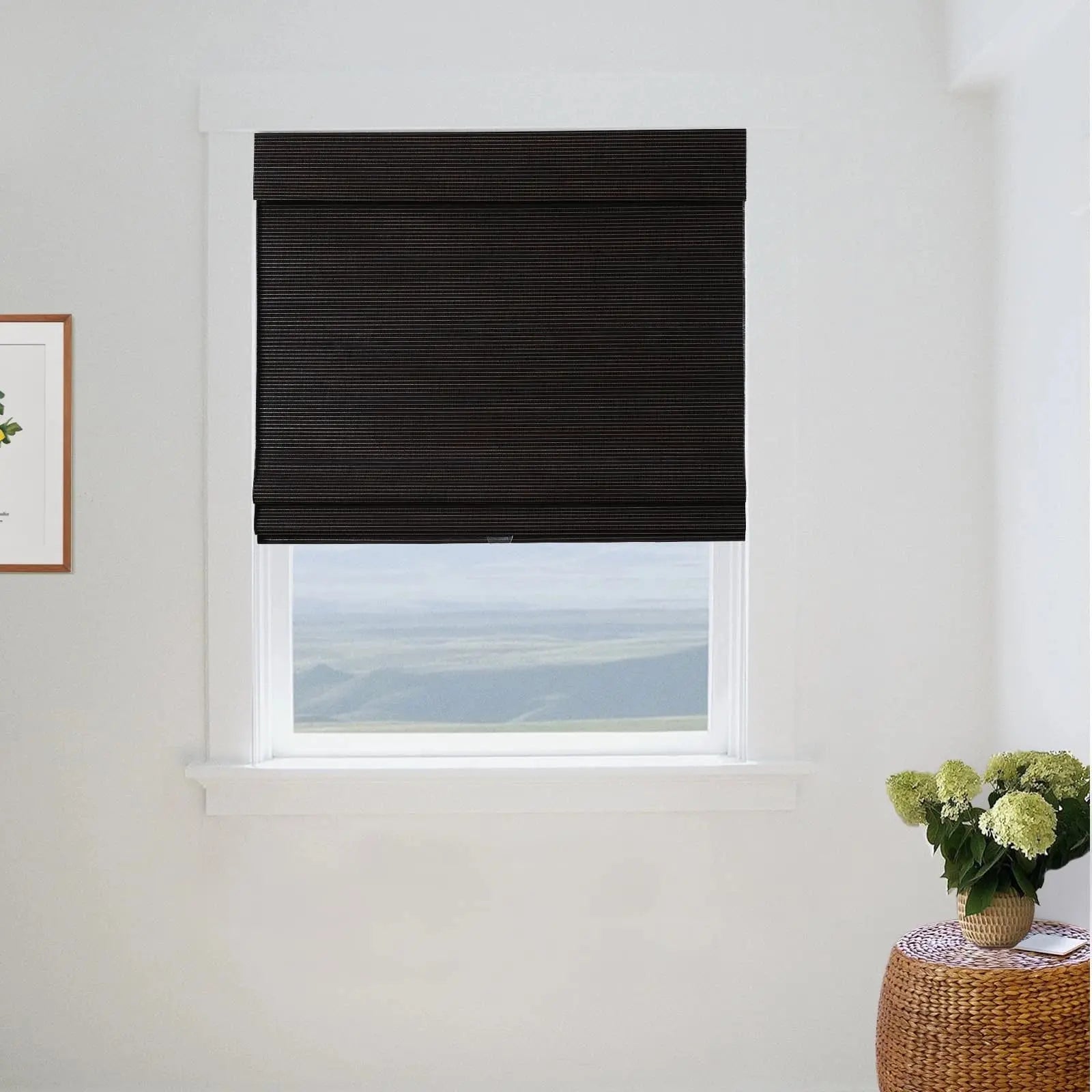 Natural Flax Bamboo Woven Shade - Chocolate