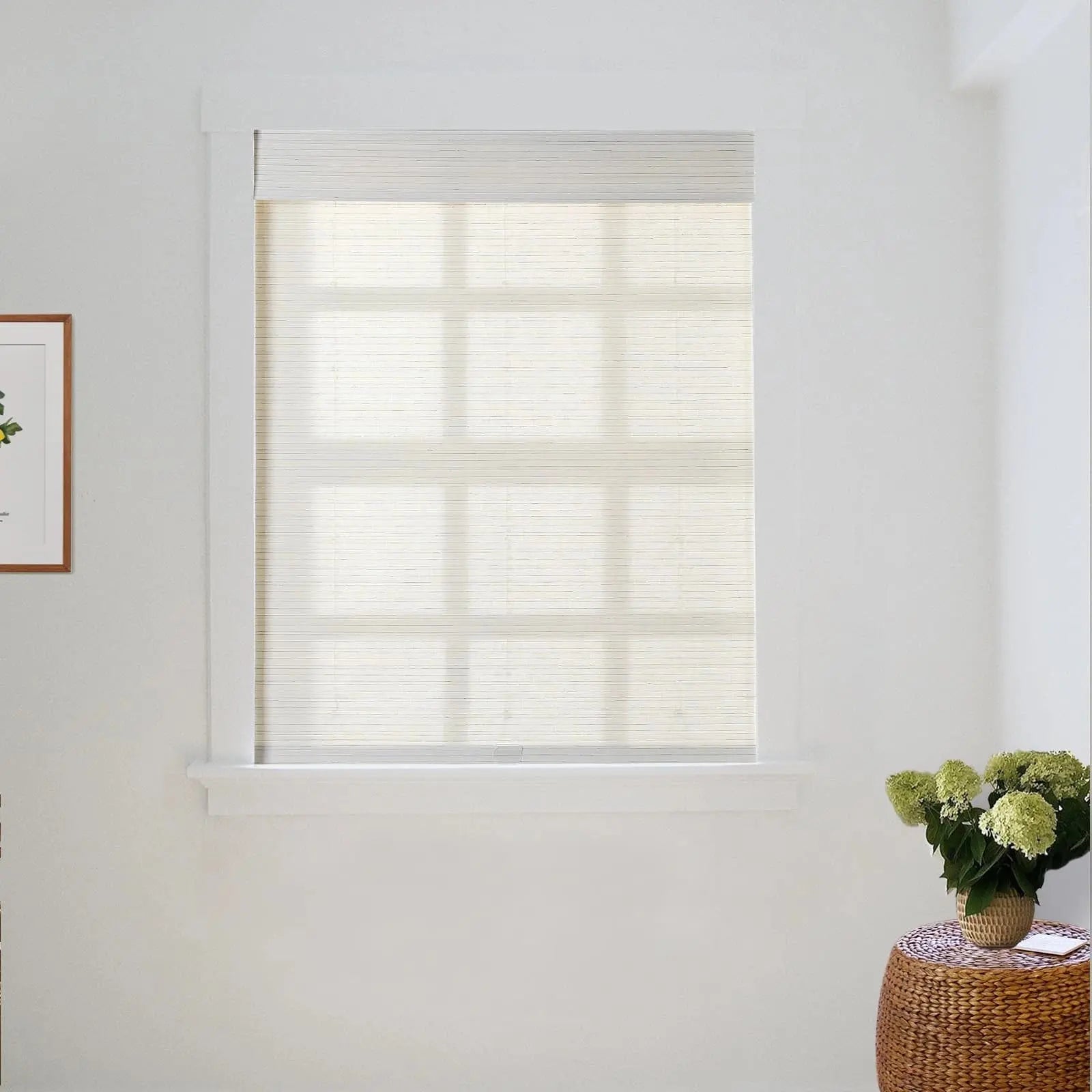 Natural Flax Bamboo Woven Shade - Pearl White