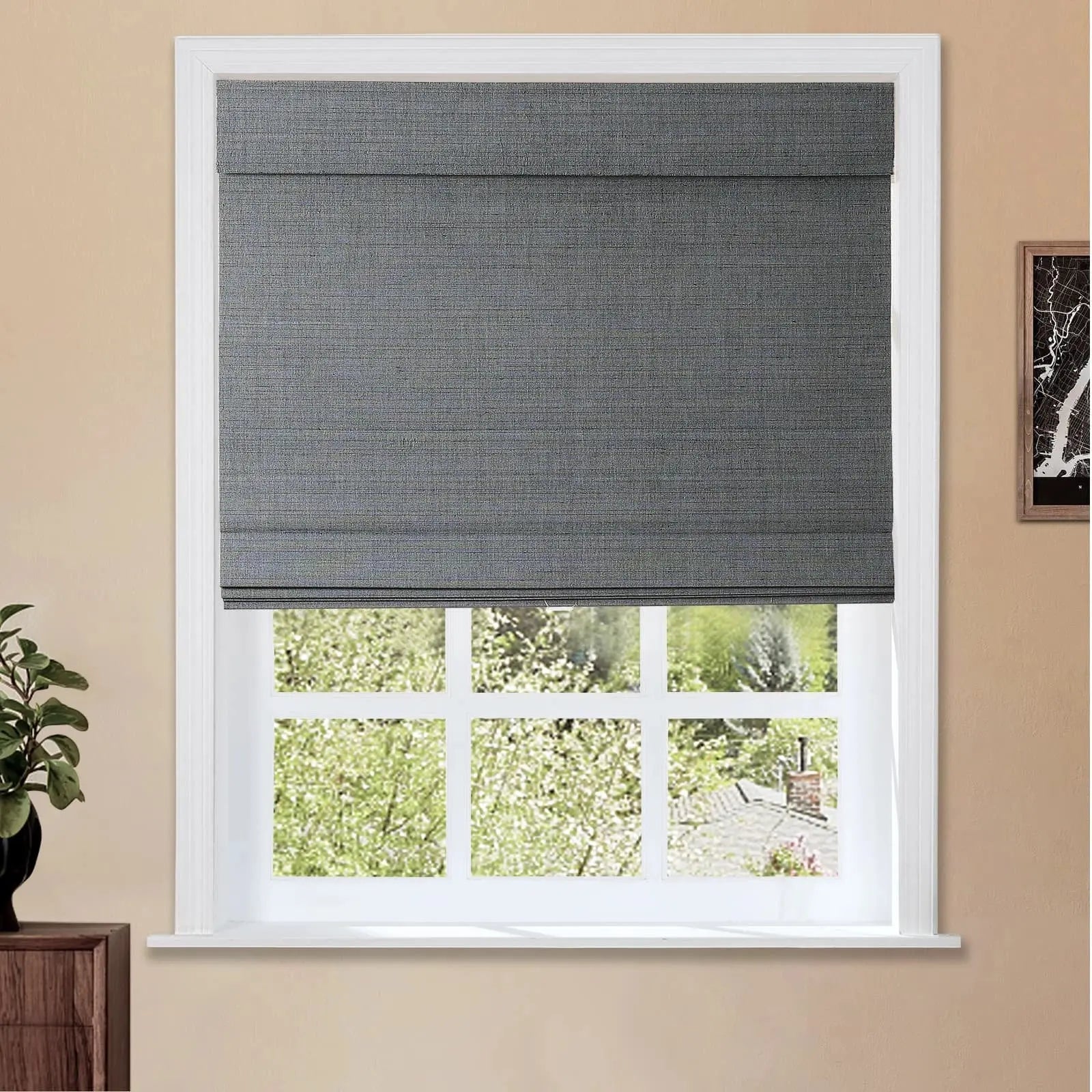 Natural Bamboo Woven Shade - Middle Grey SLIDINGCURTAIN CURTAINS