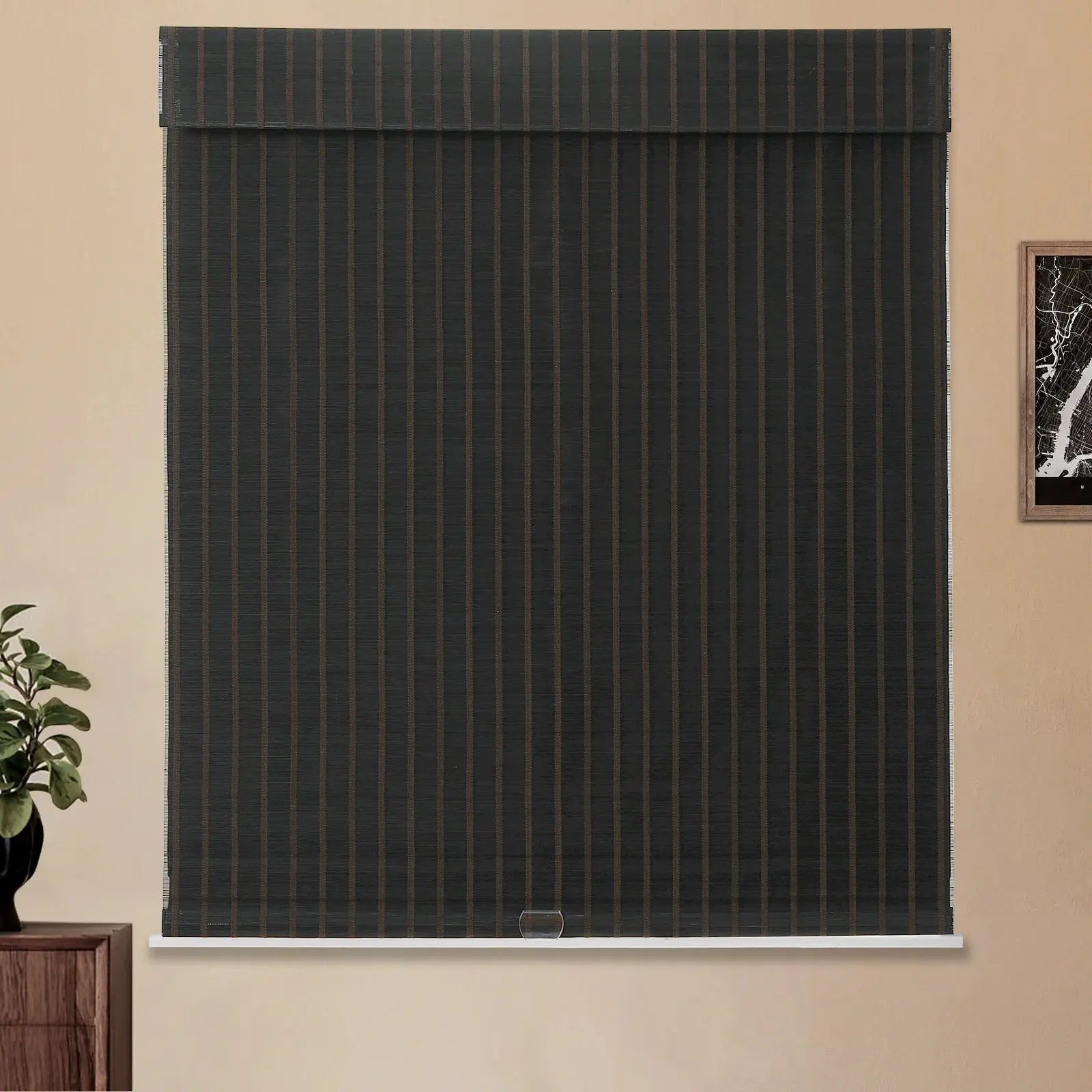 Sybil Bamboo Roman Shade - Black Coffee SLIDINGCURTAIN CURTAINS