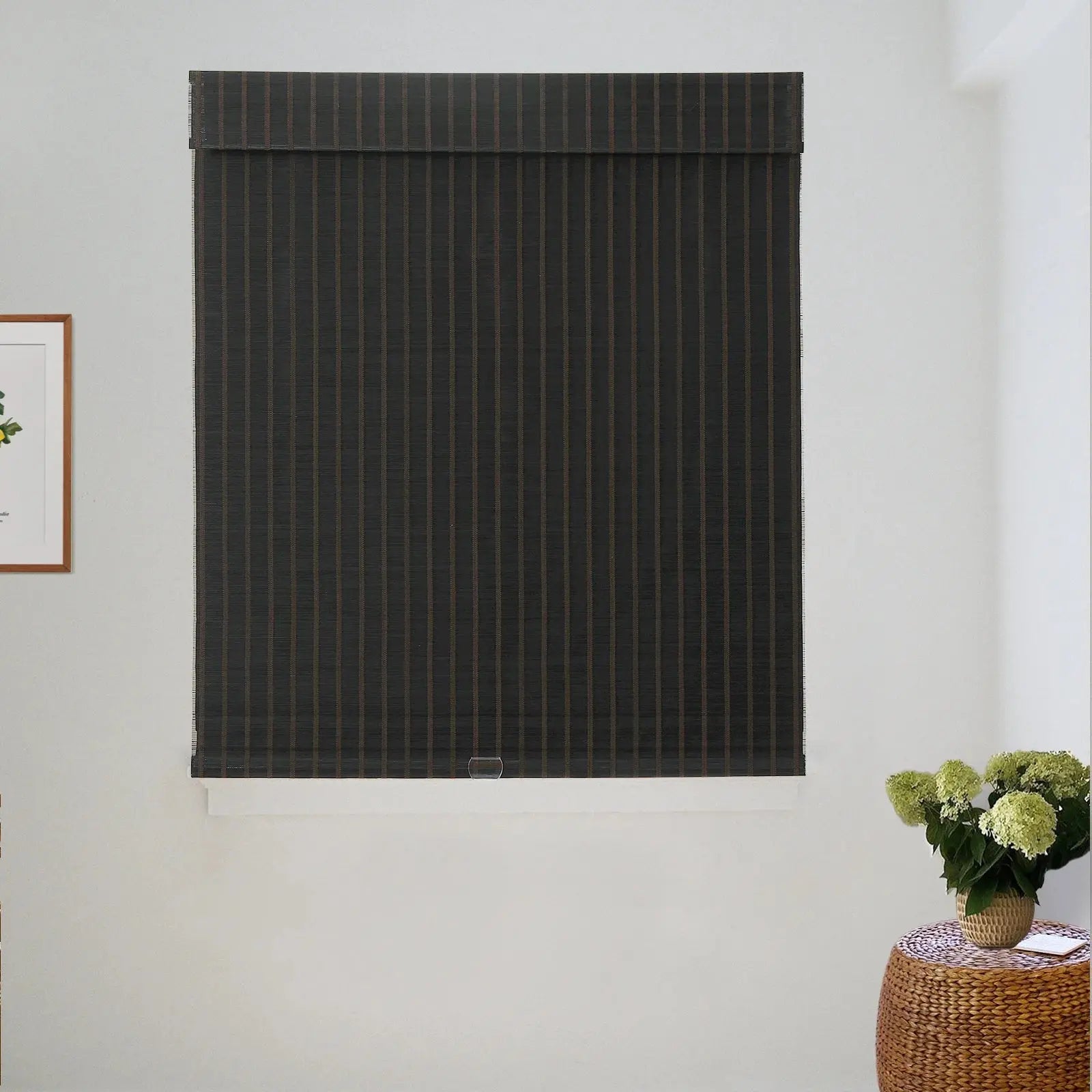 Sybil Bamboo Roman Shade - Black Coffee