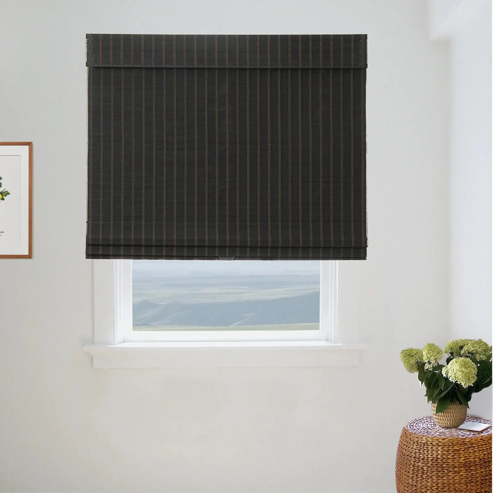 Sybil Bamboo Roman Shade - Black Coffee