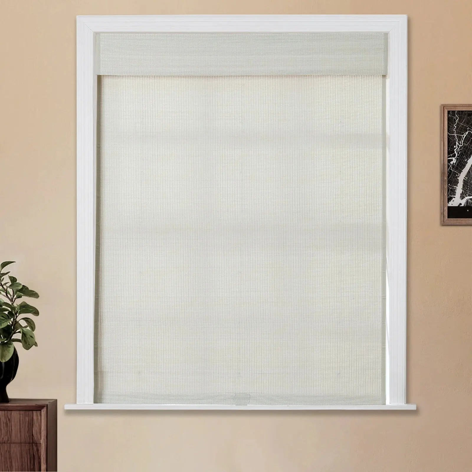 Sybil Bamboo Roman Shade - Birch White