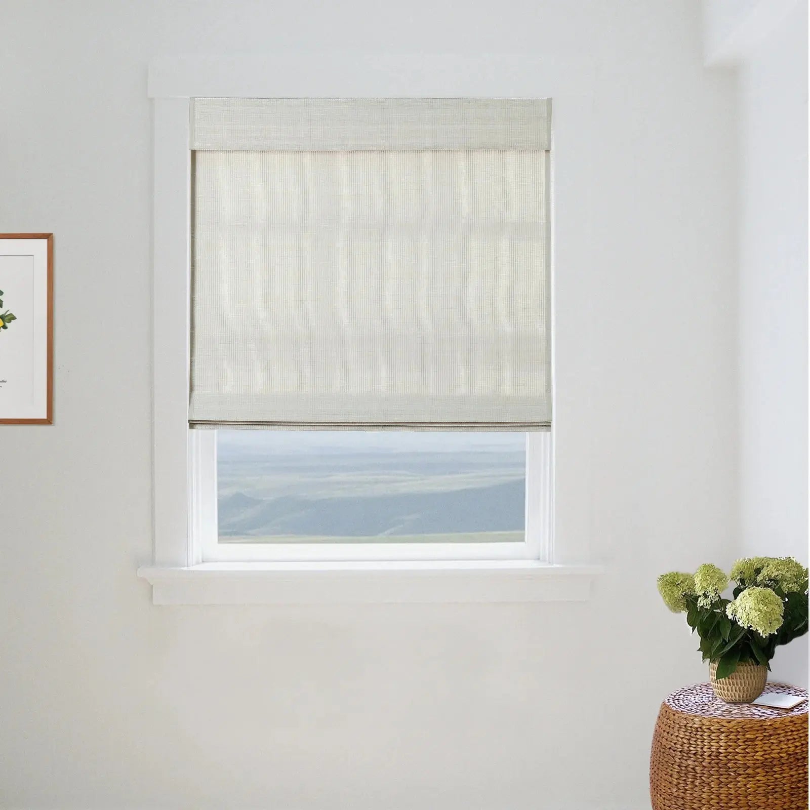 Sybil Bamboo Roman Shade - Birch White