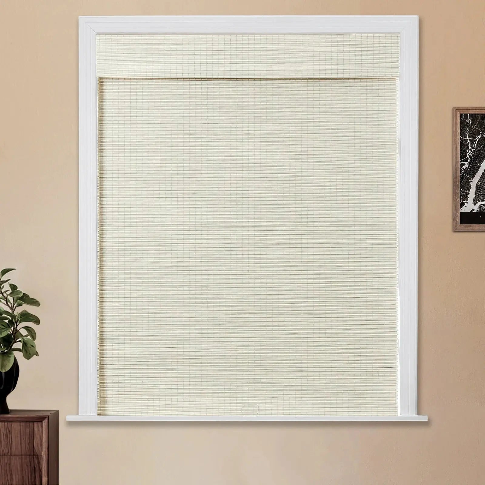 Sybil Bamboo Roman Shade - Ivory White