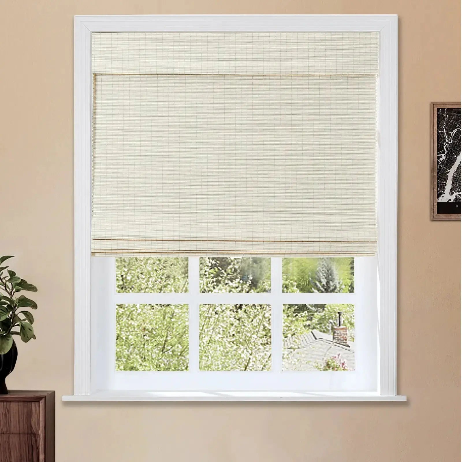 Sybil Bamboo Roman Shade Cord Lift SLIDINGCURTAIN CURTAINS