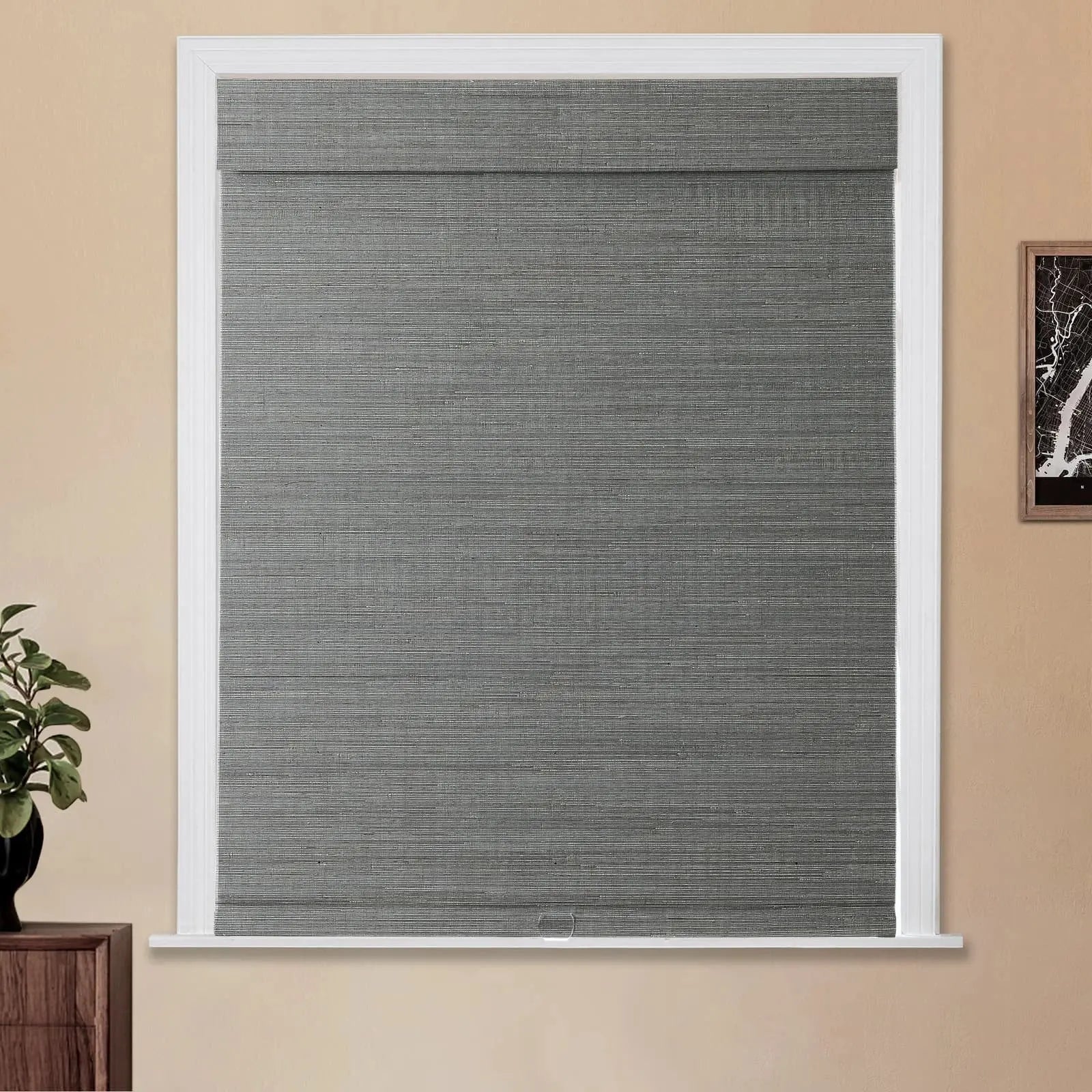 Natural Ramie Bamboo Woven Shade - Grey