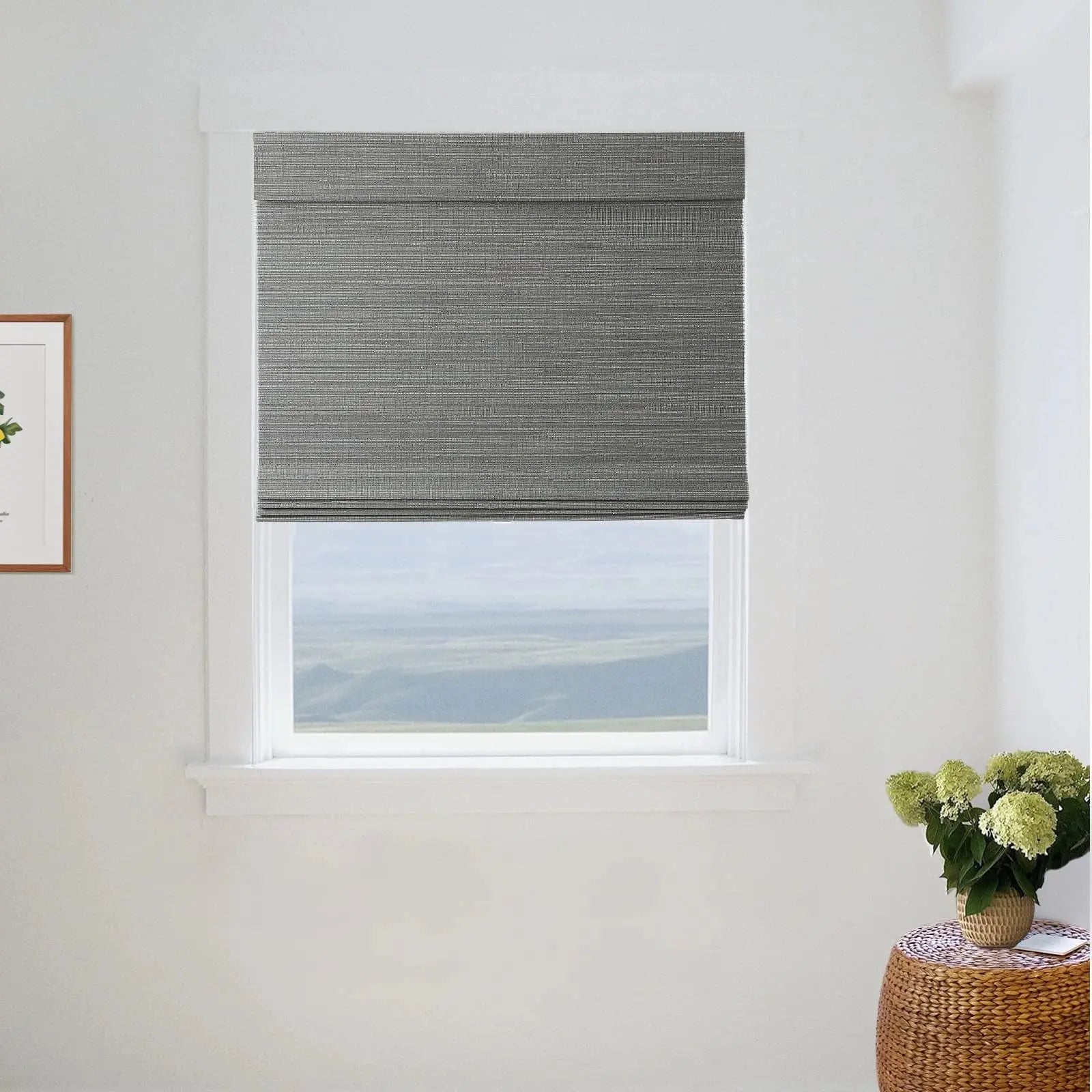 Natural Ramie Bamboo Woven Shade - Grey