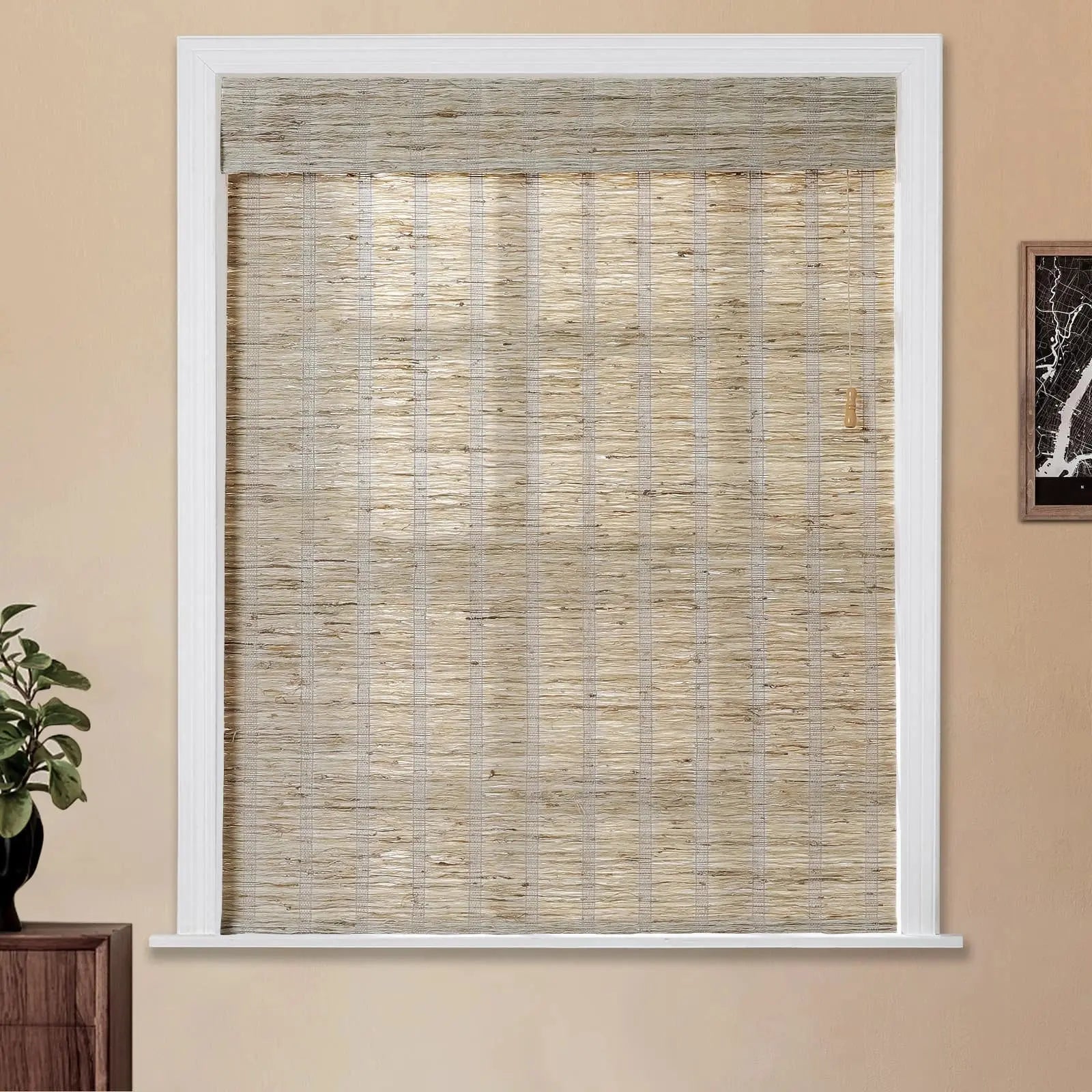 Natural Ramie Bamboo Woven Shade - Almond