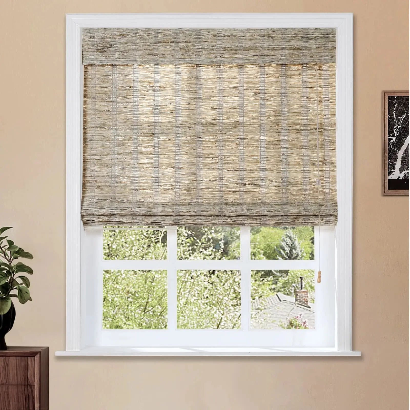 Natural Ramie Bamboo Woven Shade - Almond SLIDINGCURTAIN CURTAINS