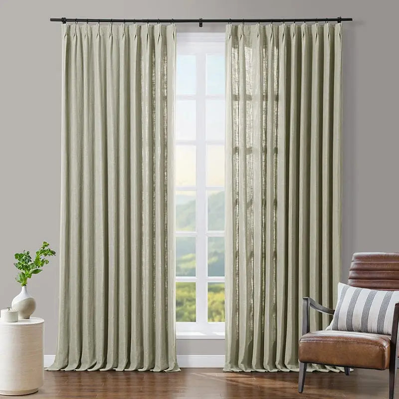 Tia Linen Blend Curtain Drapery Pleated SLIDINGCURTAIN