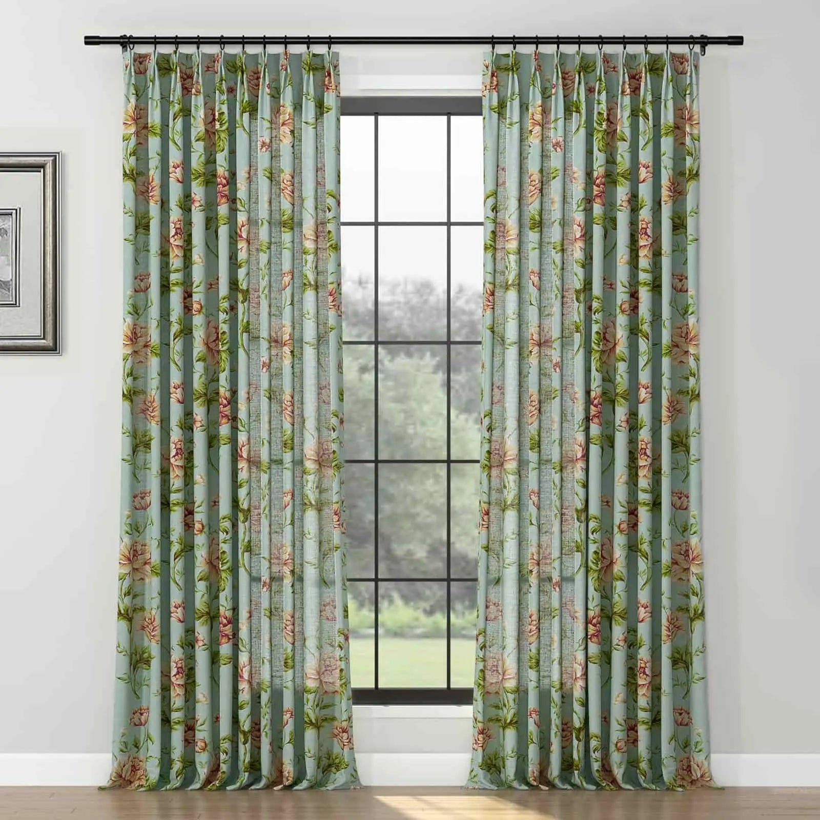 Holly Floral Pattern Boho Style Curtain Pleated