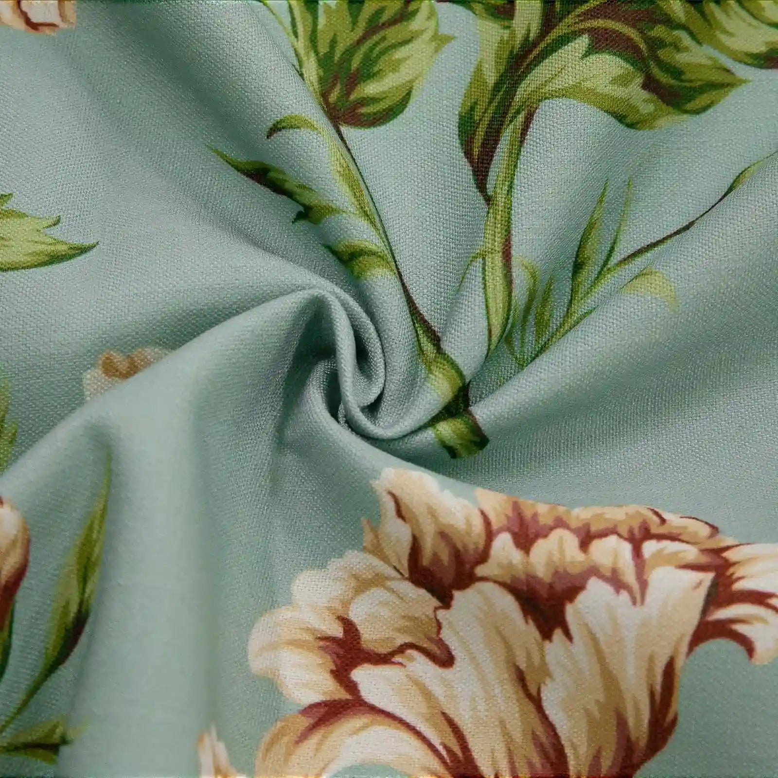 Holly Floral Pattern Boho Style Curtain Pleated