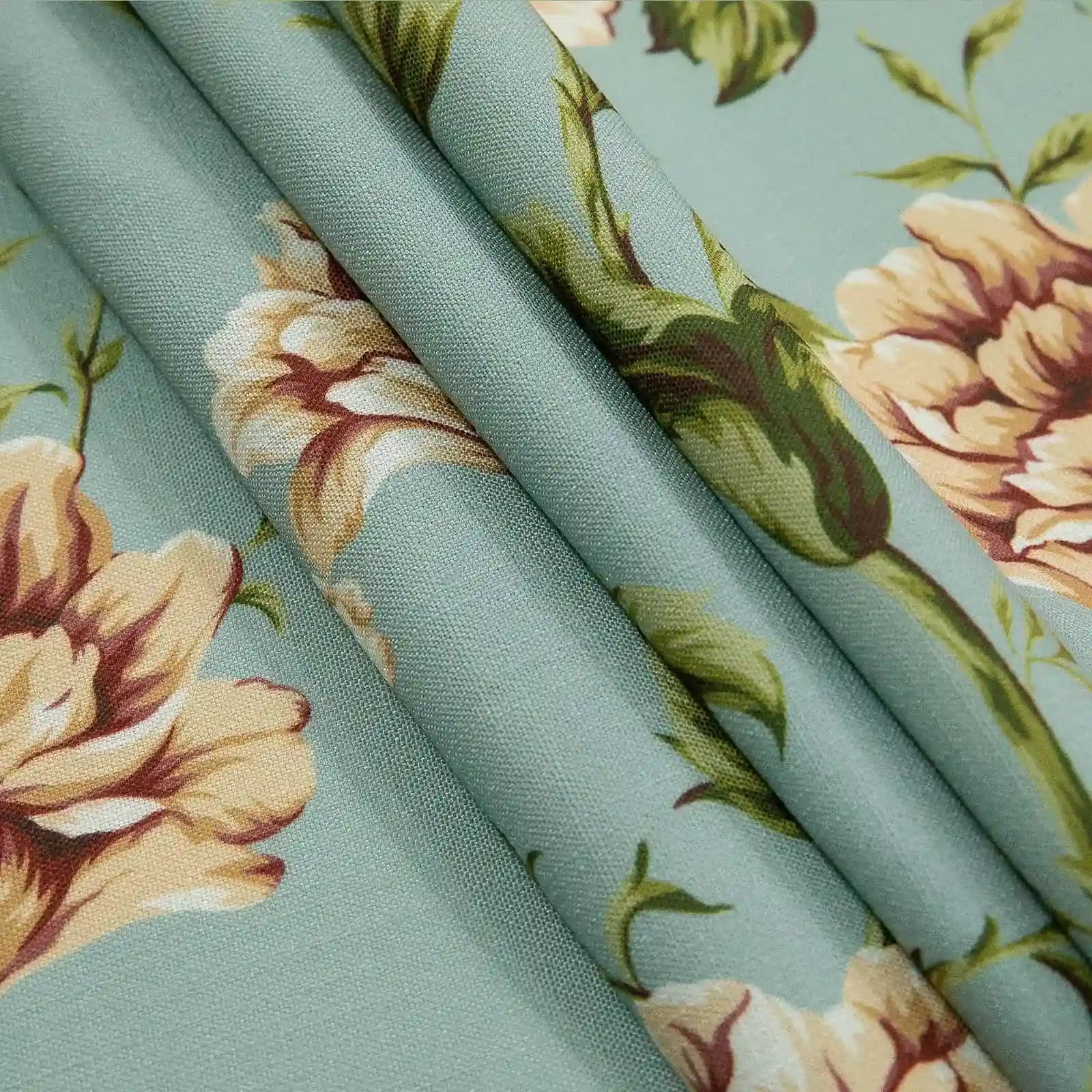 Holly Floral Pattern Boho Style Curtain Pleated