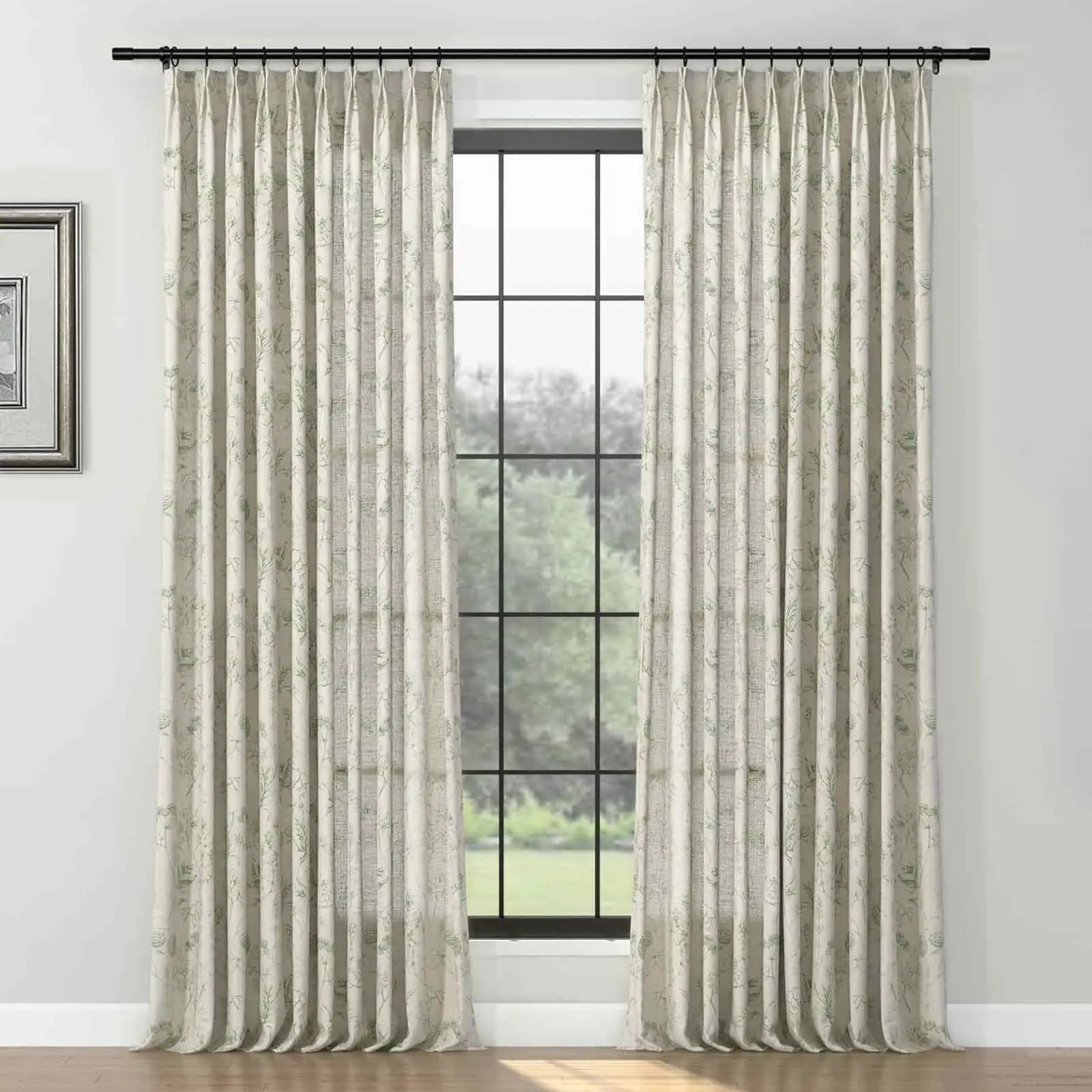 Holly Floral Pattern Boho Style Curtain Pleated