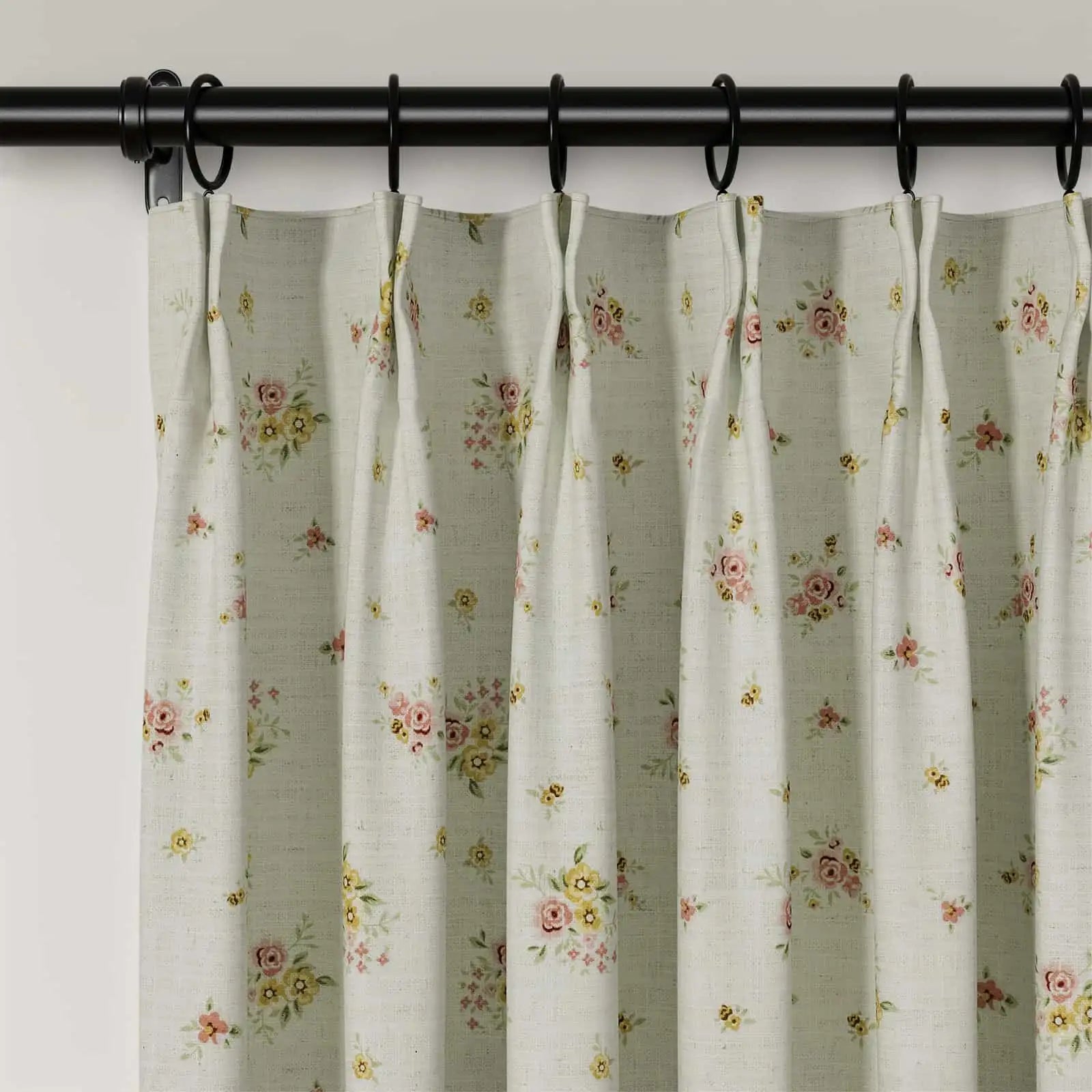 Holly Floral Pattern Boho Style Curtain Pleated SLIDINGCURTAIN