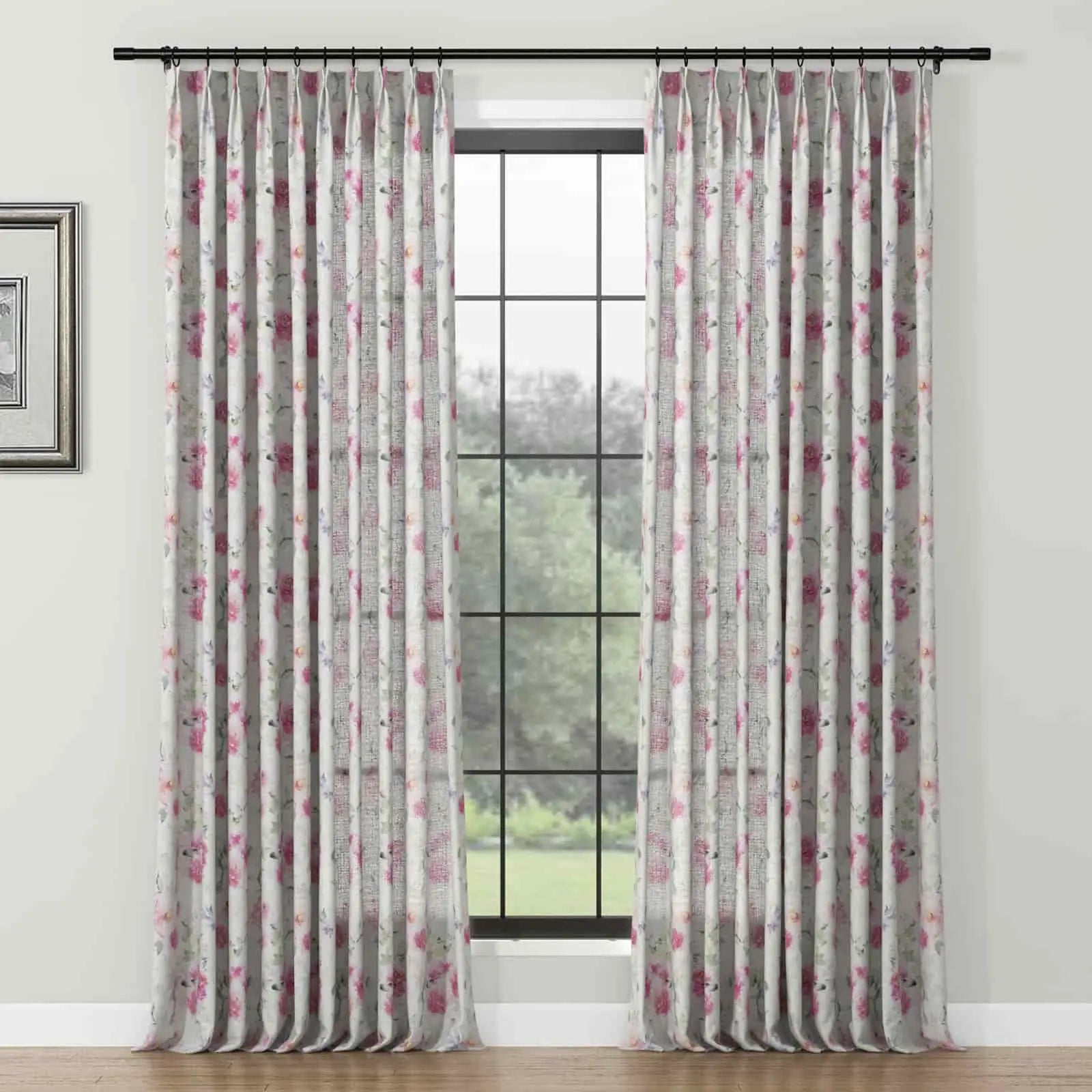 Holly Floral Pattern Boho Style Curtain Pleated