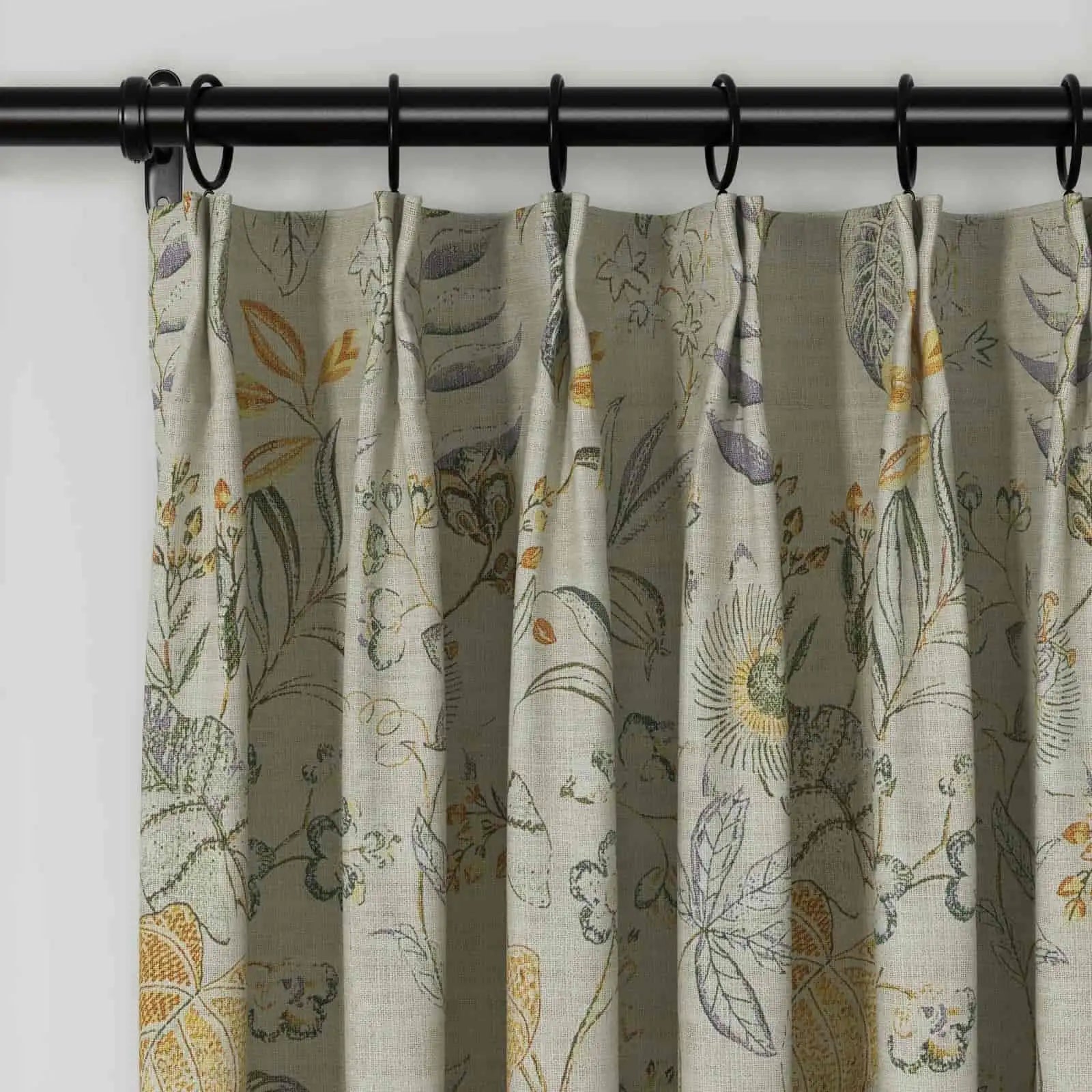 Holly Floral Pattern Boho Style Curtain Pleated SLIDINGCURTAIN