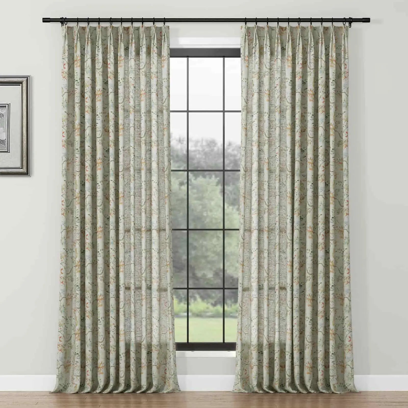 Holly Botanical Serenity Patterned Boho Curtains Pleated