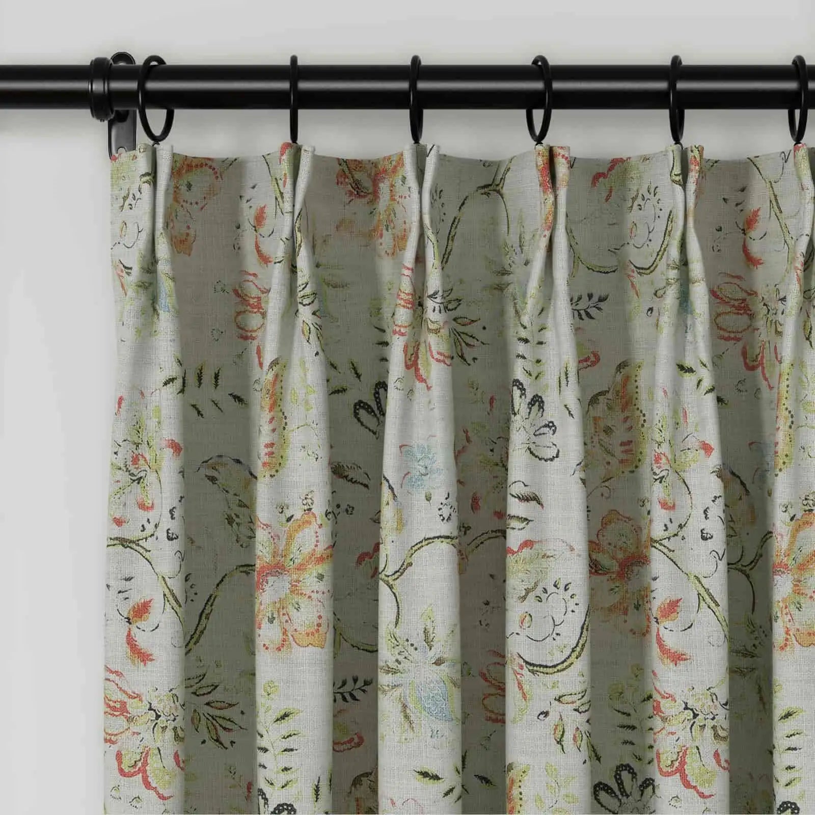 Holly Botanical Serenity Patterned Boho Curtains Pleated SLIDINGCURTAIN