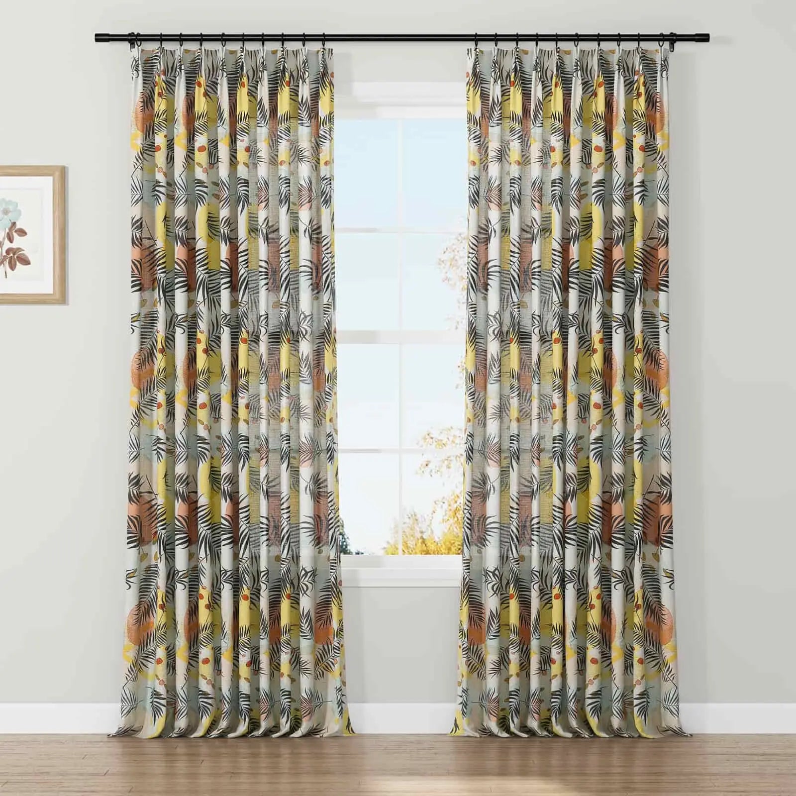 Holly Botanical Serenity Patterned Boho Curtains Pleated