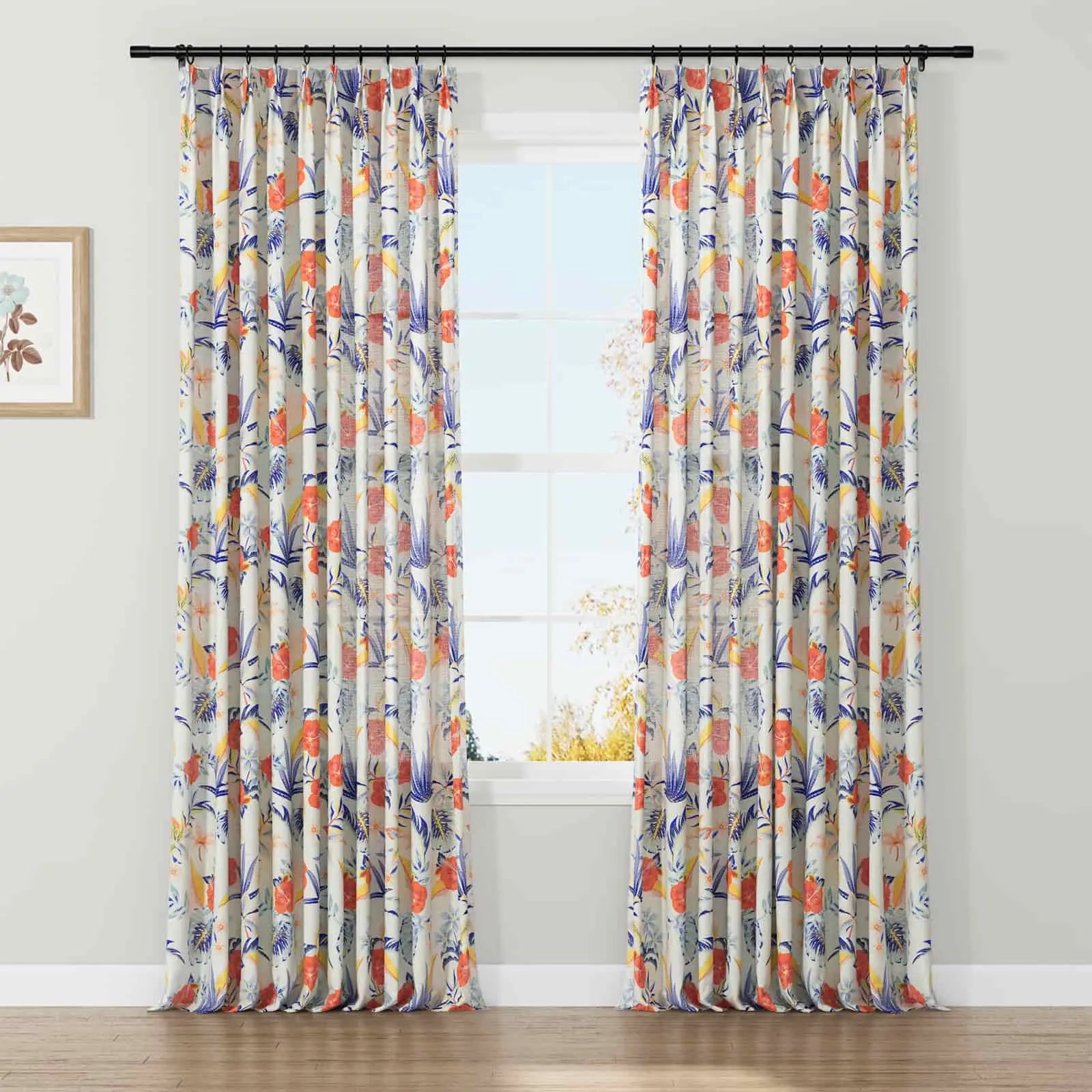 Holly Botanical Serenity Patterned Boho Curtains Pleated