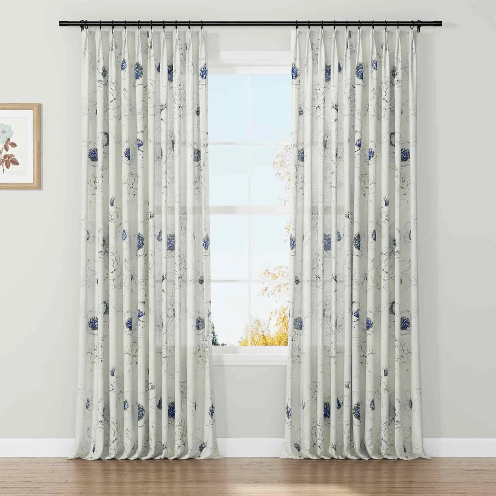 Holly Botanical Serenity Patterned Boho Curtains Pleated