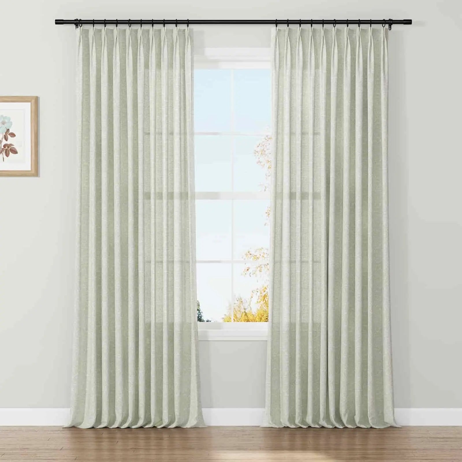 Holly Botanical Serenity Patterned Boho Curtains Pleated