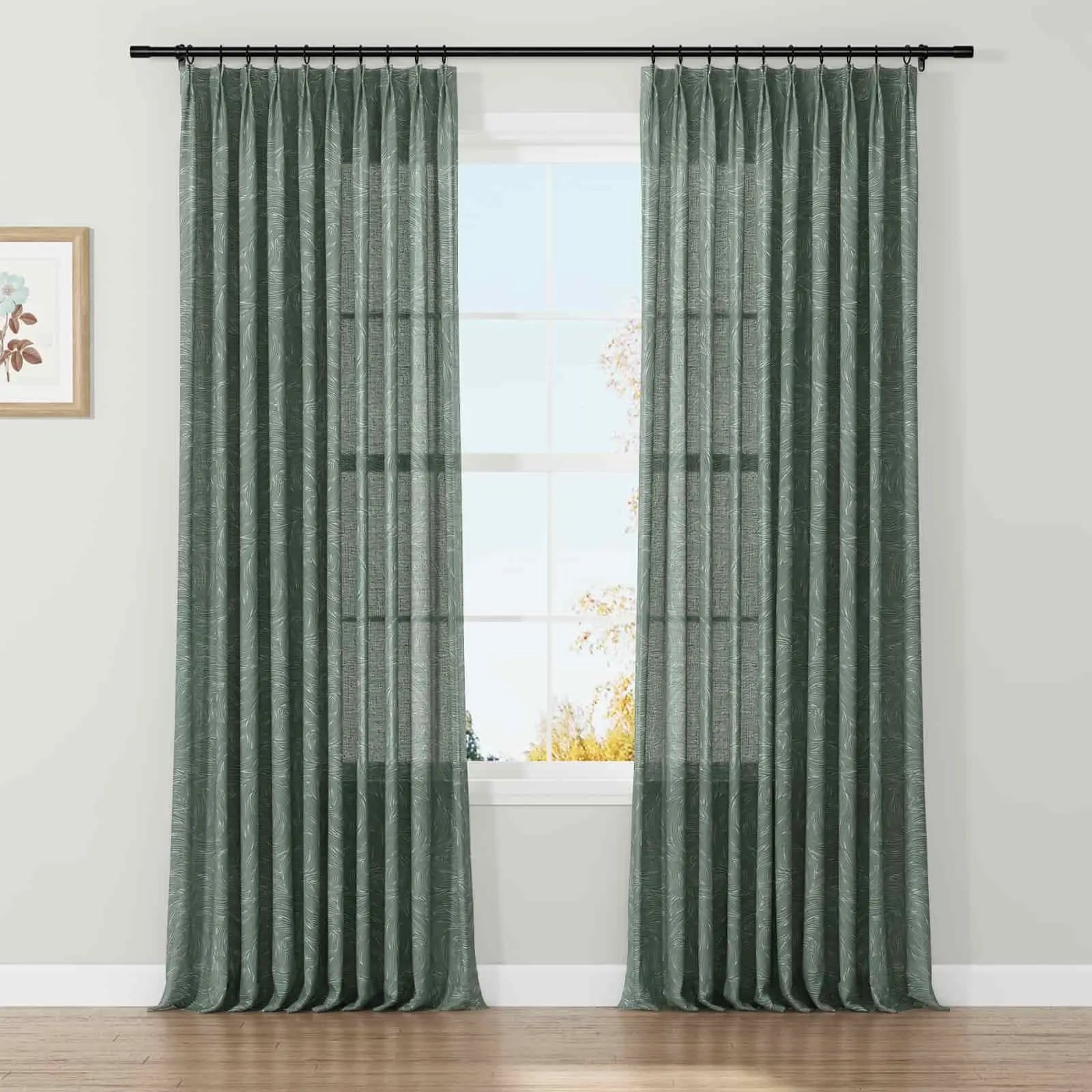 Holly Botanical Serenity Patterned Boho Curtains Pleated