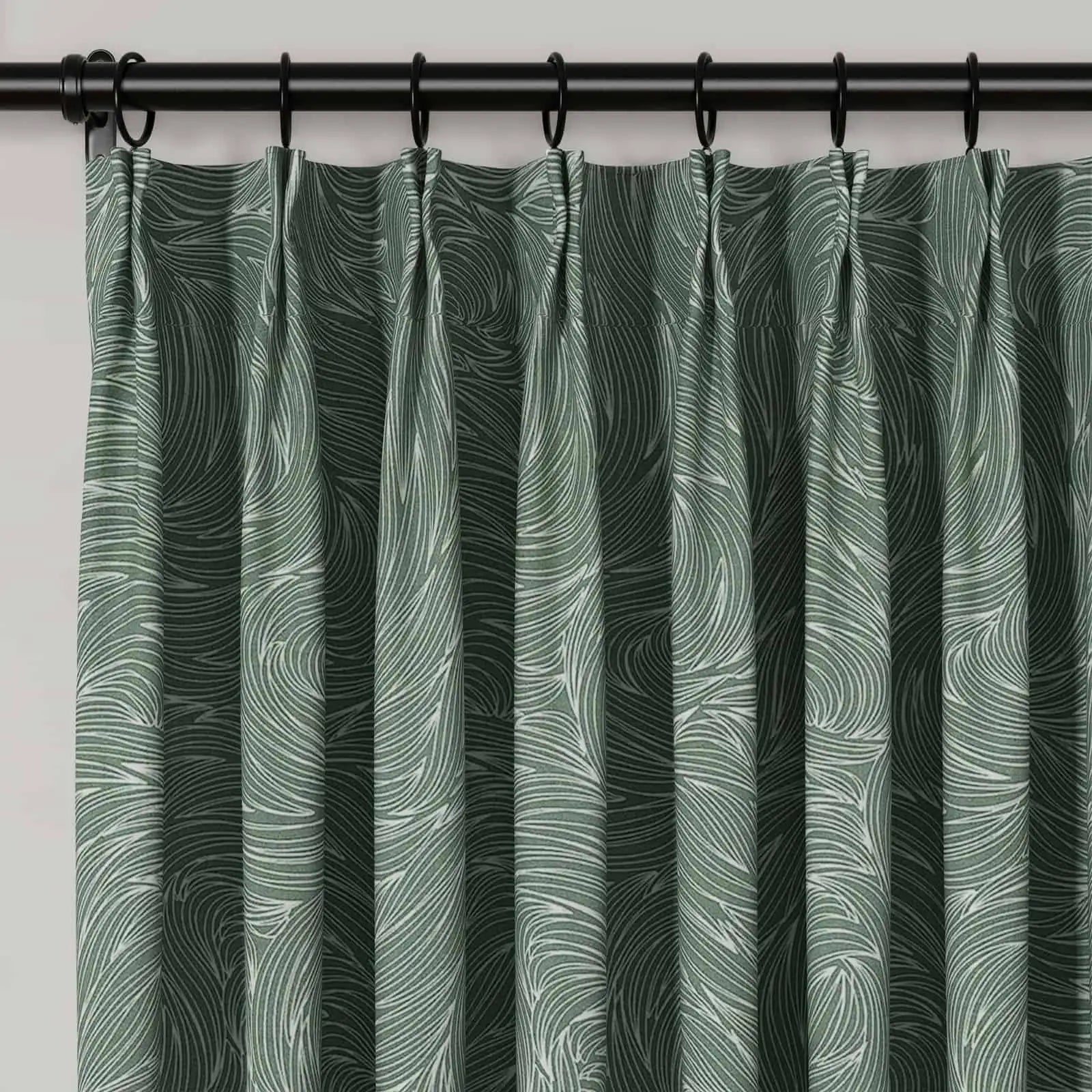 Holly Botanical Serenity Patterned Boho Curtains Pleated SLIDINGCURTAIN