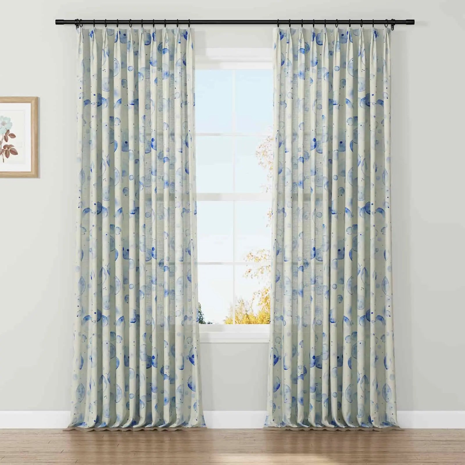 Holly Botanical Serenity Patterned Boho Curtains Pleated