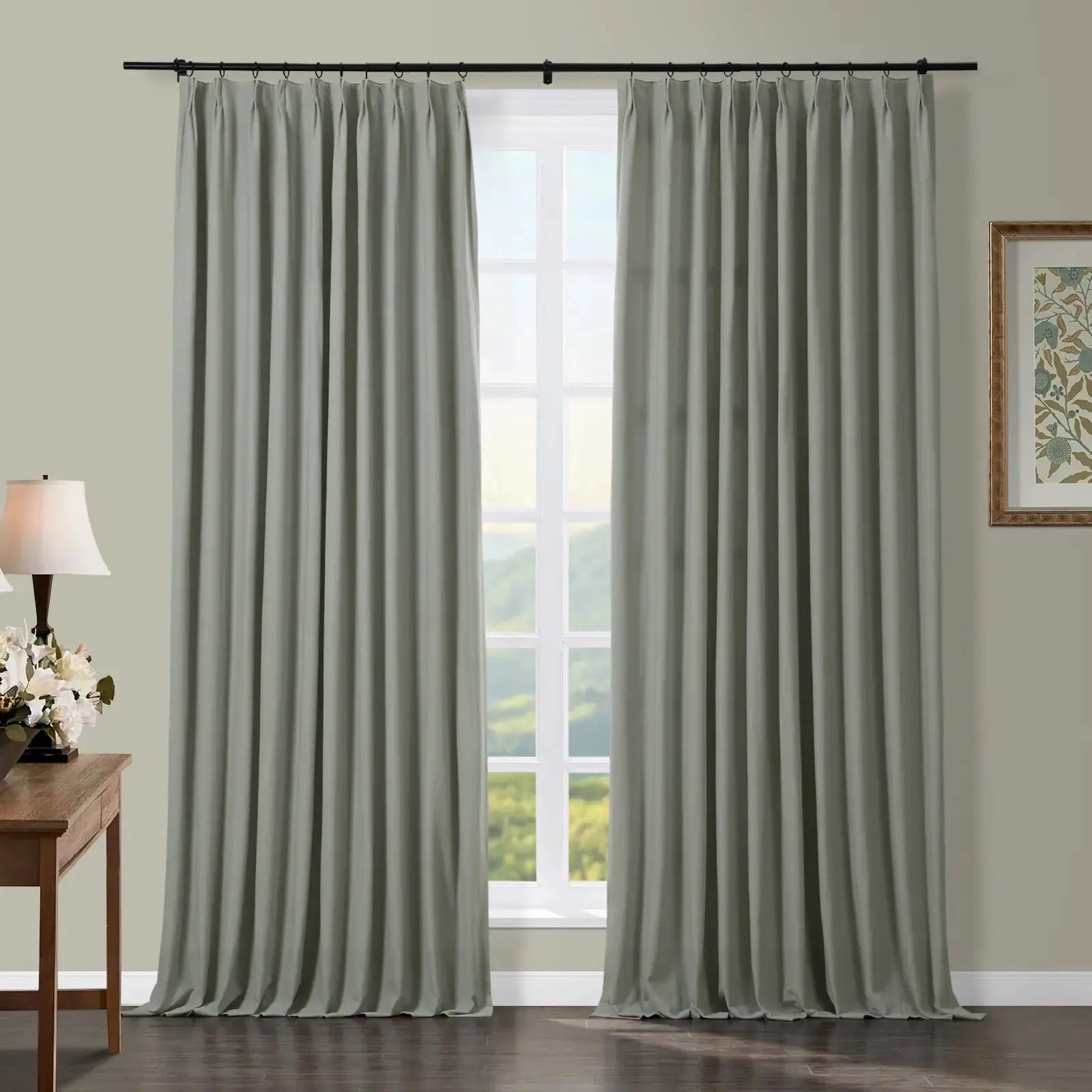 Broad 100% Cotton Plain Weave Curtain Pleated - SLIDINGCURTAIN