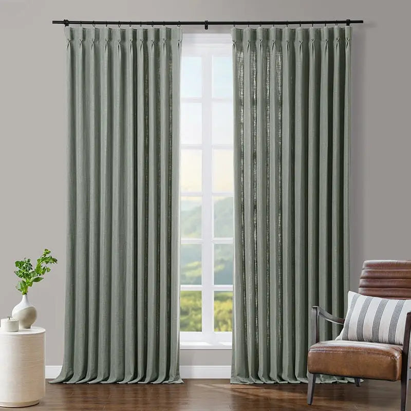 Tia Custom Linen Curtain Pleated