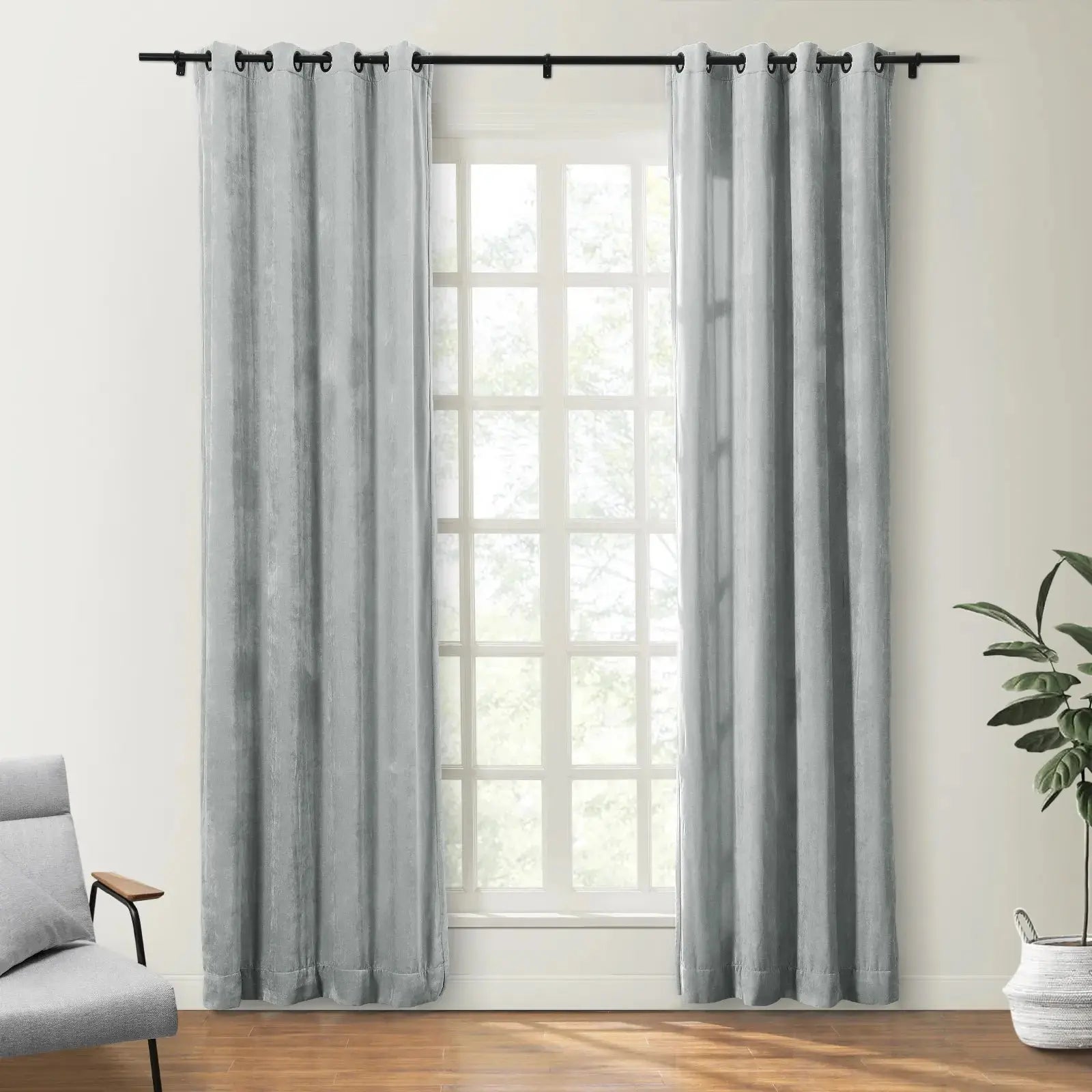 Shayna Worn Velvet Curtain Grommet SLIDINGCURTAIN