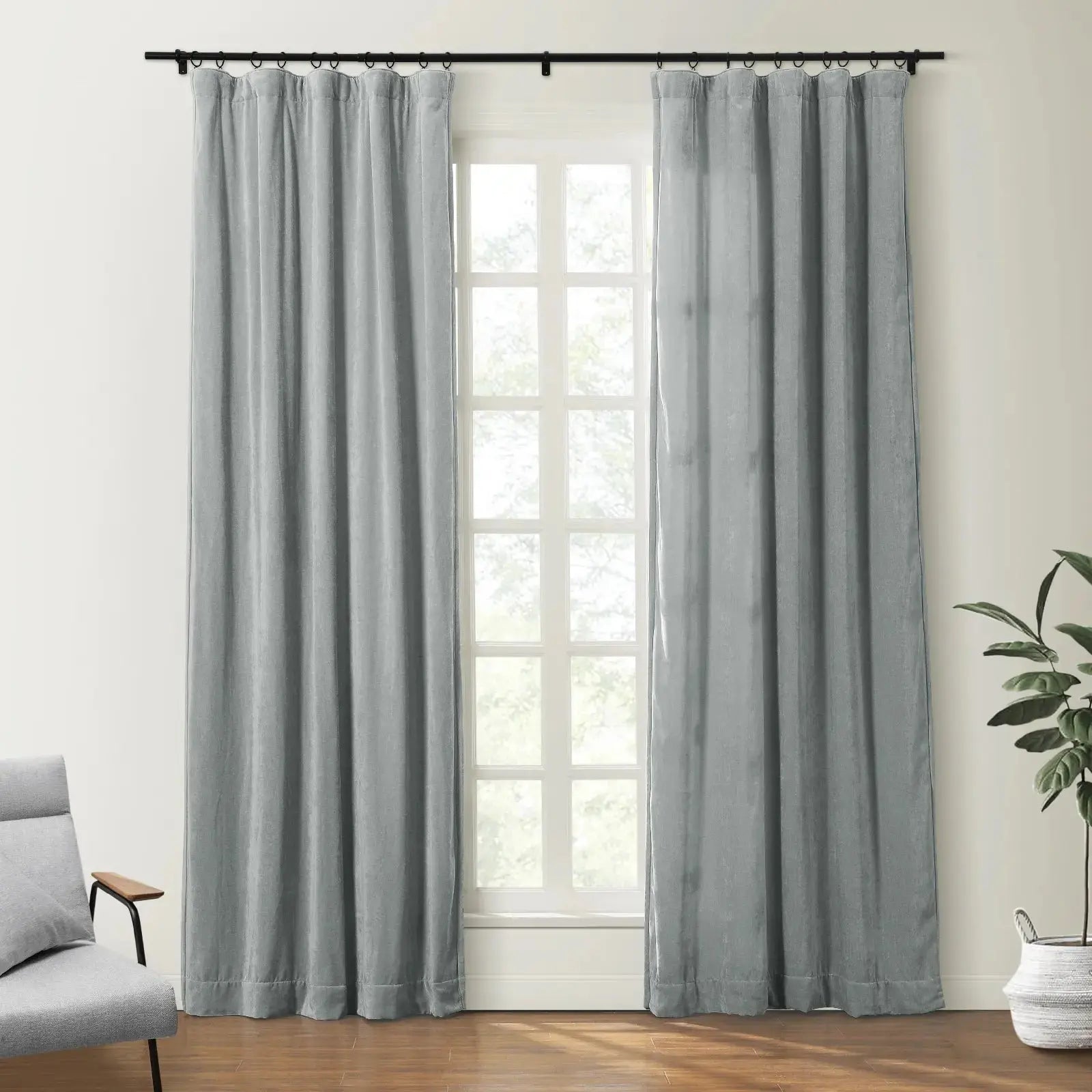 Shayna Worn Velvet Curtain Soft Top SLIDINGCURTAIN