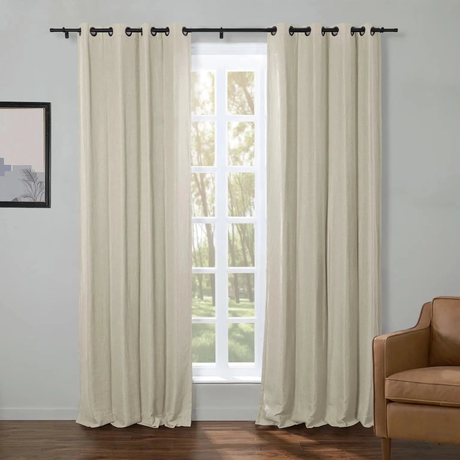 Kyla Lightweight Faux Linen Drapery Grommet SLIDINGCURTAIN