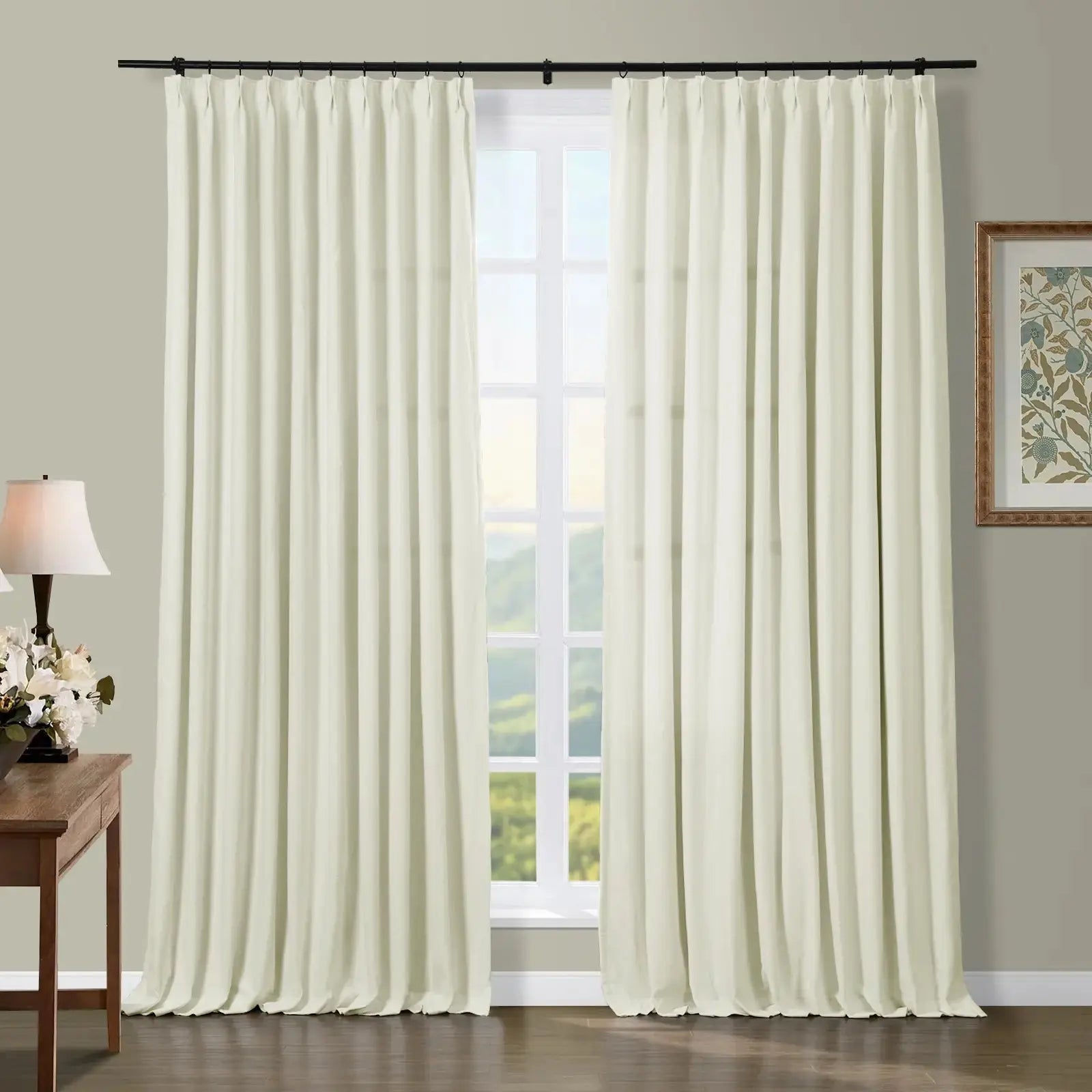 Broad 100% Cotton Plain Weave Curtain Pleated - SLIDINGCURTAIN