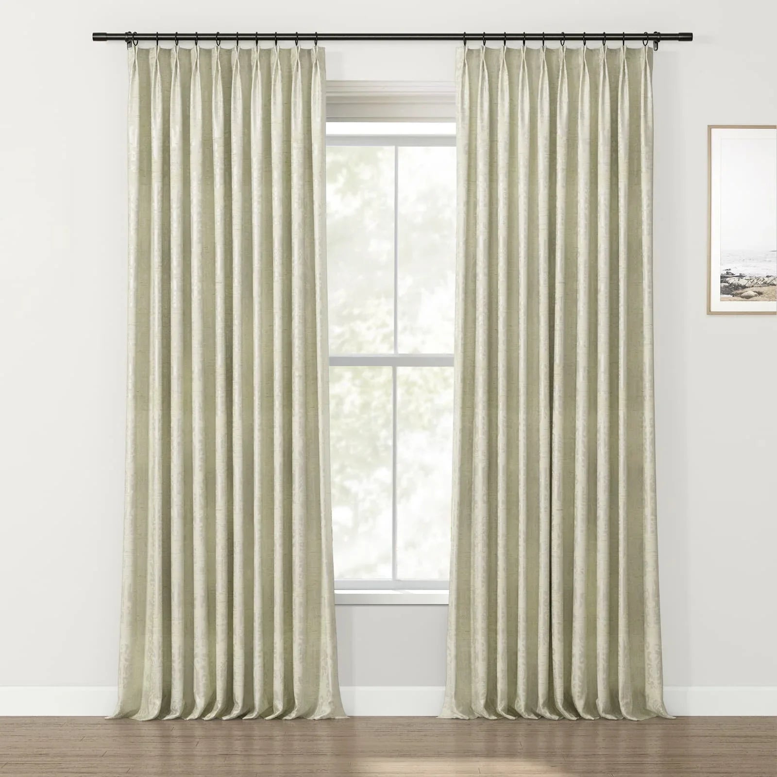 Lydia Vine Jacquard Curtain Pleated SLIDINGCURTAIN