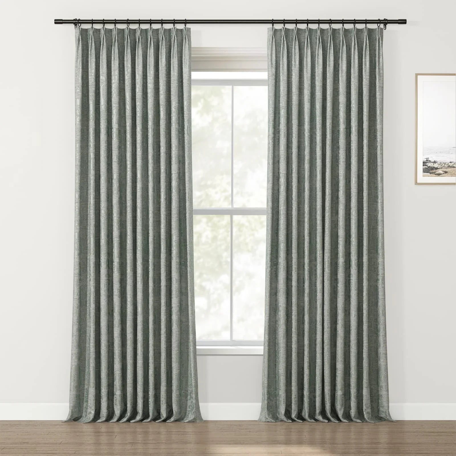 Lydia Vine Jacquard Curtain Pleated SLIDINGCURTAIN