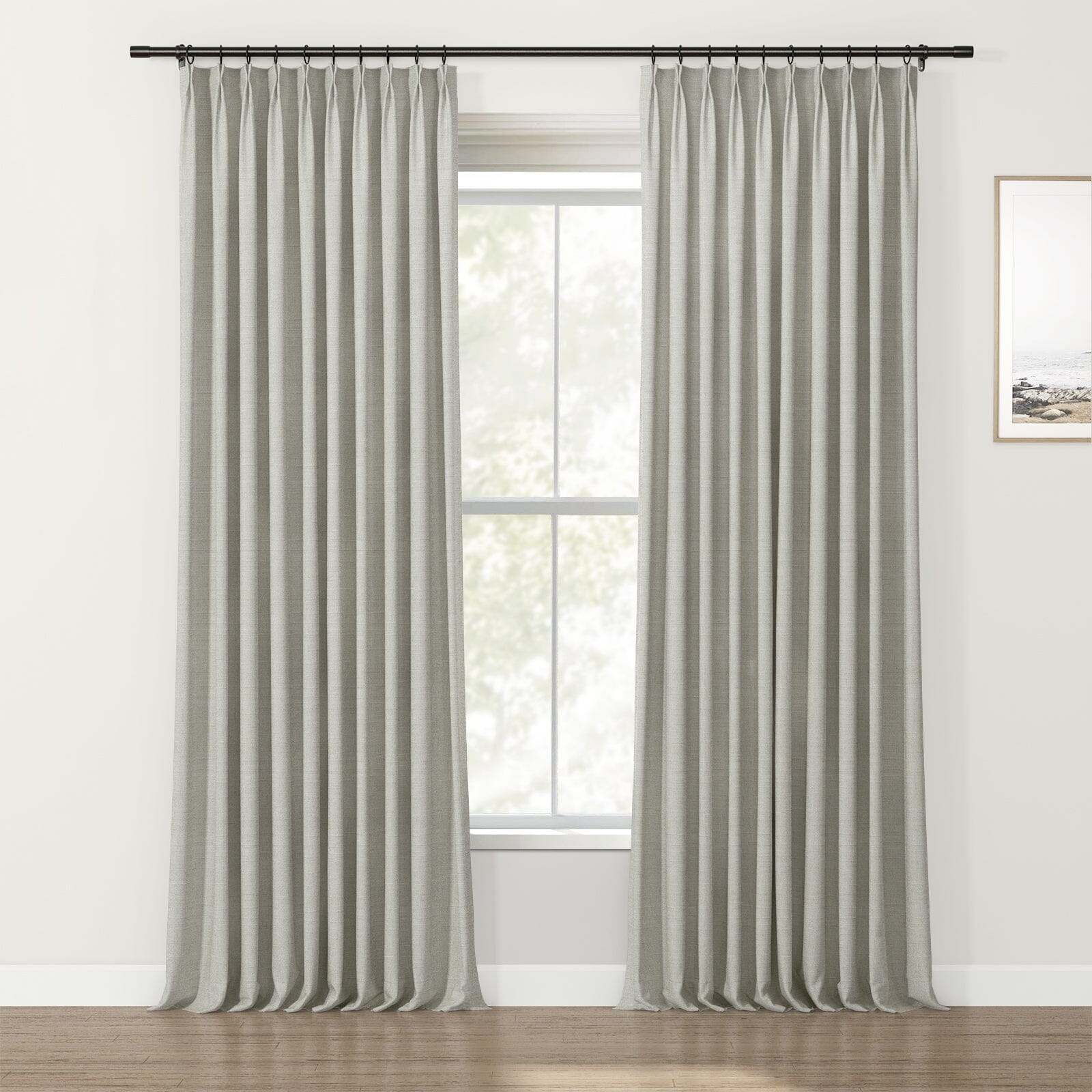 Lydia Solid Jacquard Curtain Pleated SLIDINGCURTAIN