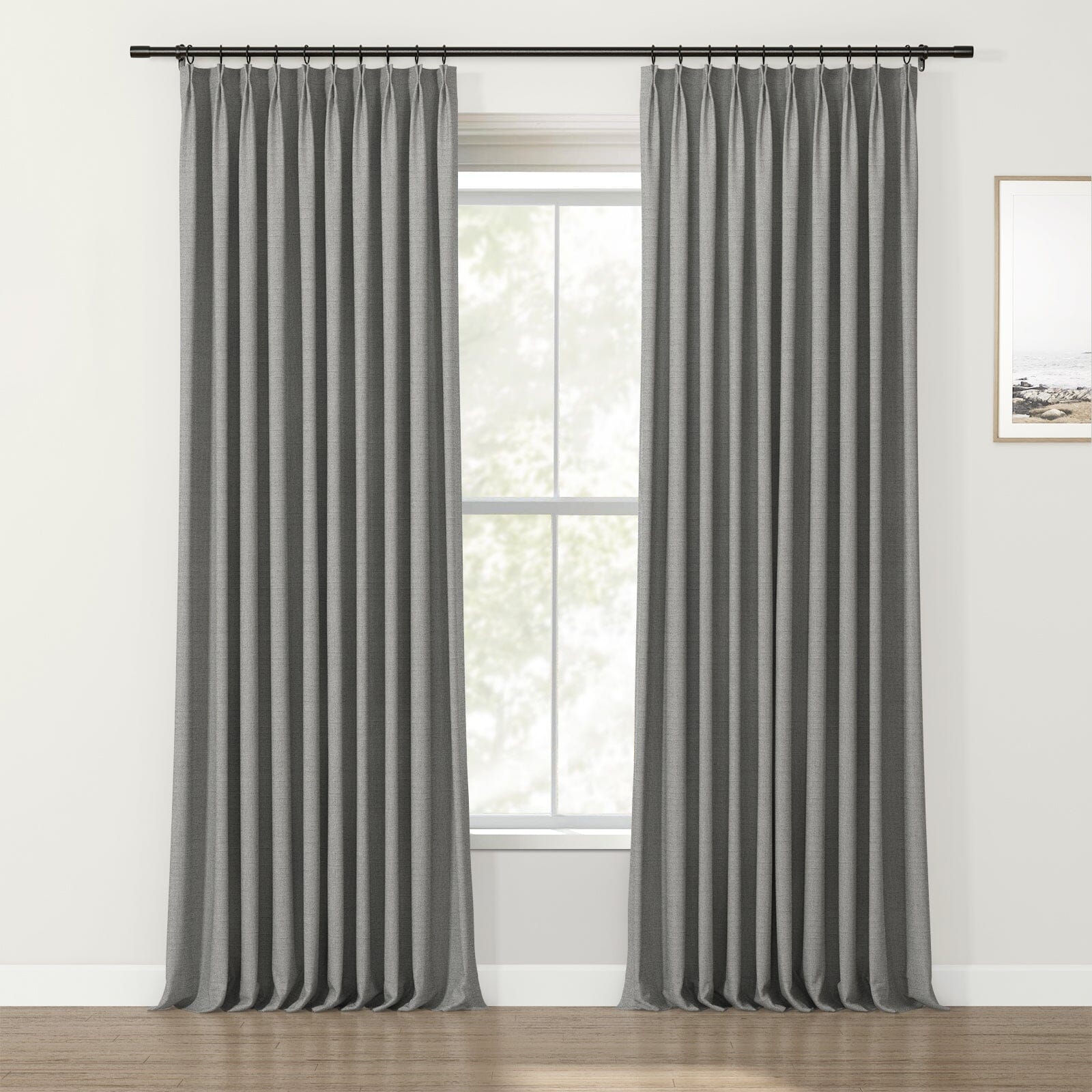 Lydia Solid Jacquard Curtain Pleated SLIDINGCURTAIN