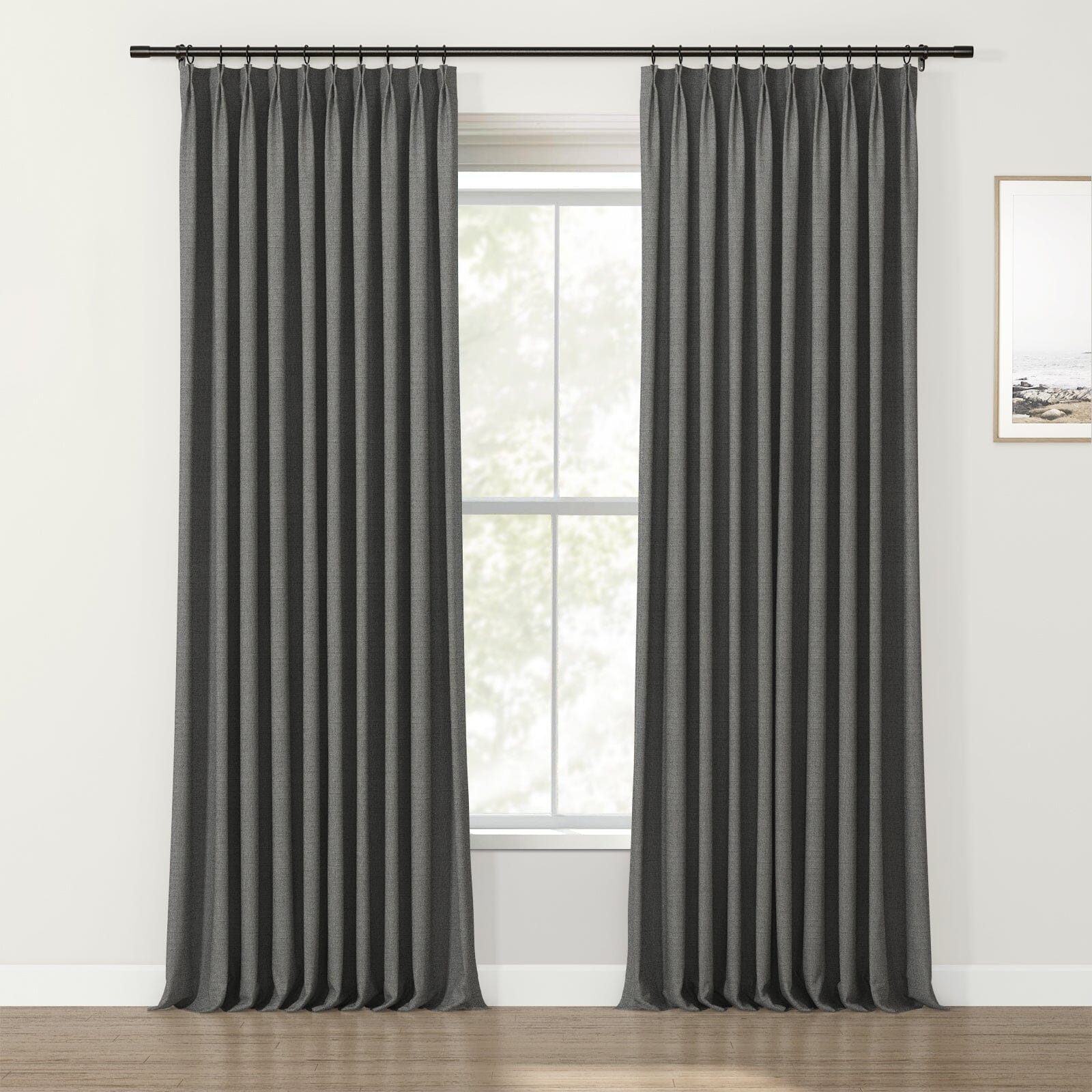 Lydia Solid Jacquard Curtain Pleated SLIDINGCURTAIN