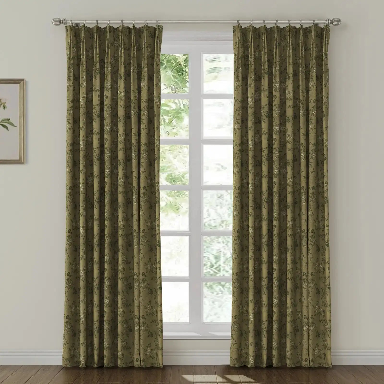 Sara Le Print Linen Drapery Pleated SLIDINGCURTAIN